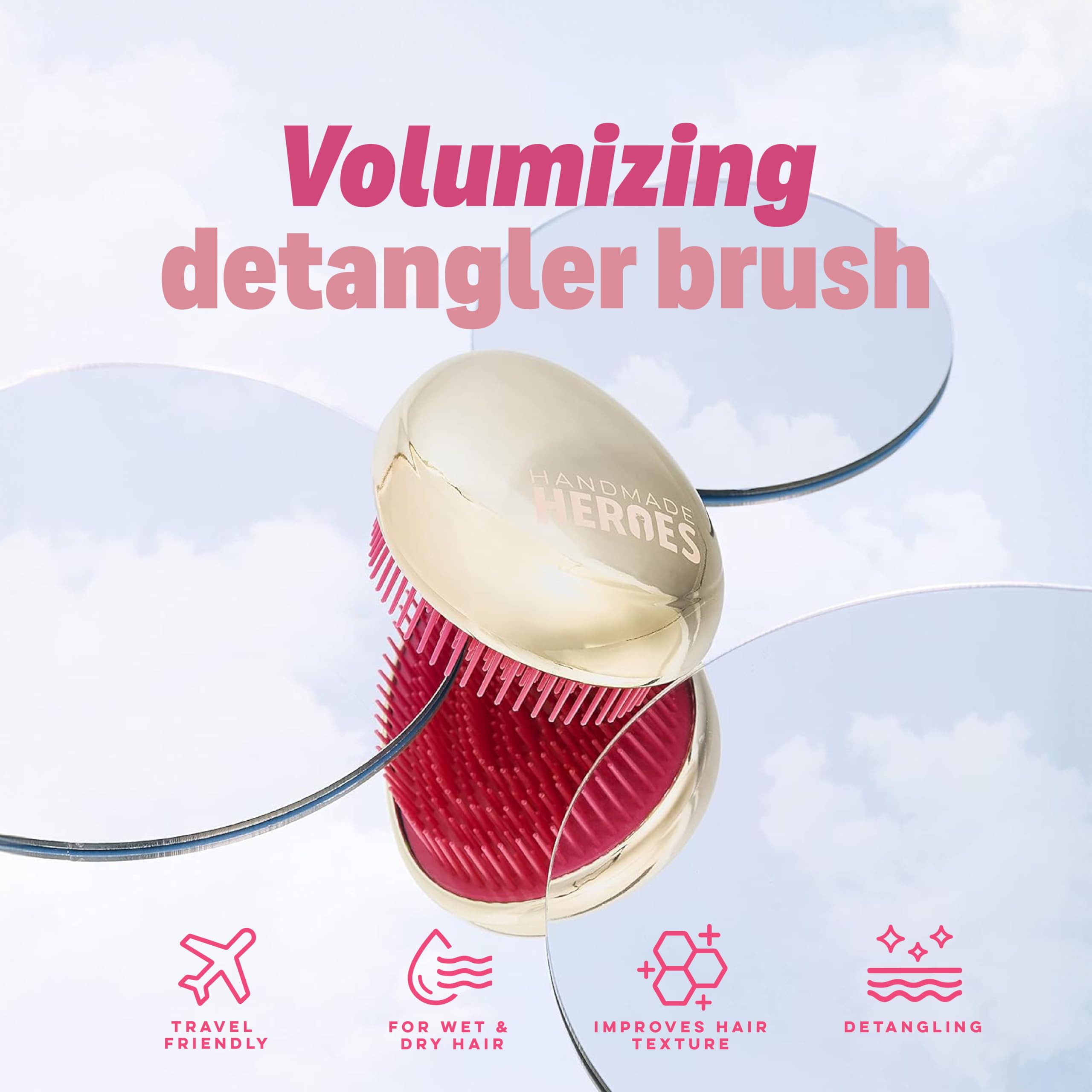 Drop Dead Gorgeous Rose Gold Hair Brush | For Wet & Dry Hair | All Hair Types | Detangler Palm Brush | Self-Care Travel Essential