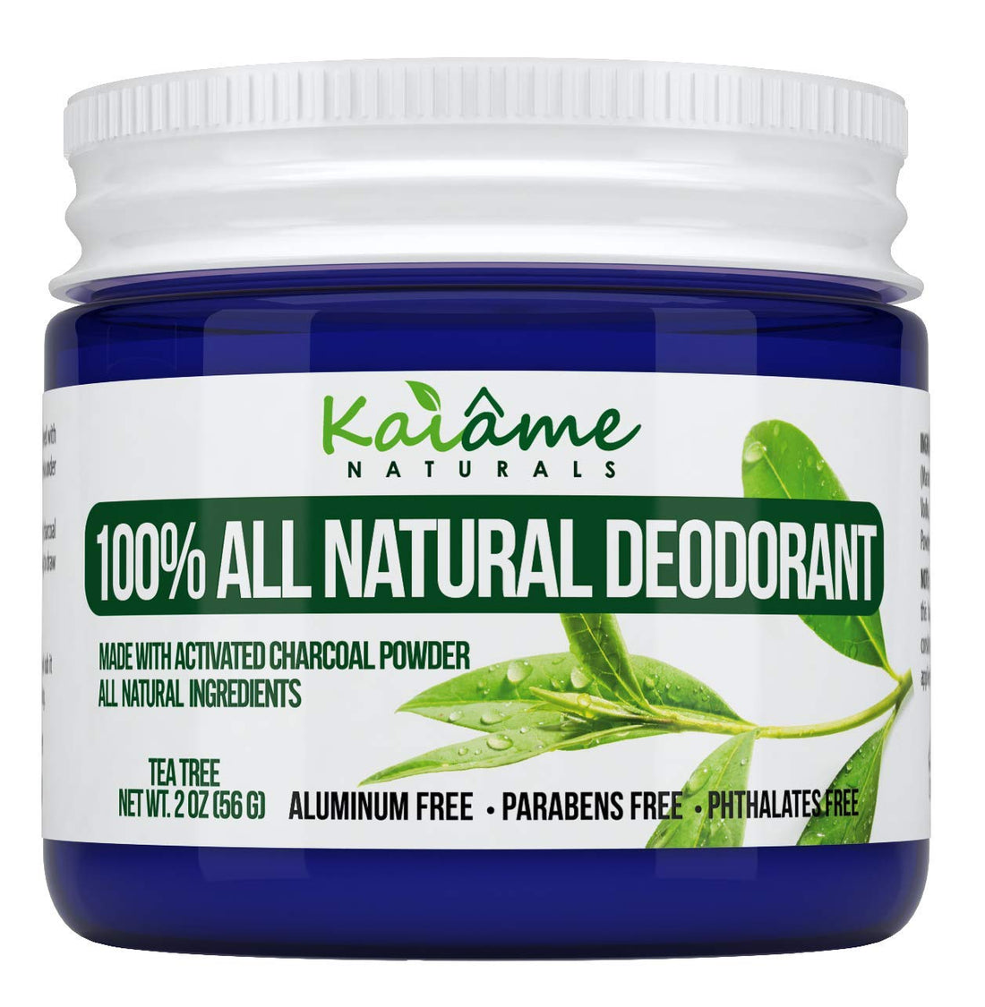 Tea Tree : Kaiame Naturals Best Natural Deodorant (Tea Tree) with Activated Charcoal Powder, All Natural and Organic Ingredients, Aluminum Free, Parabens Free, Phthalates Free