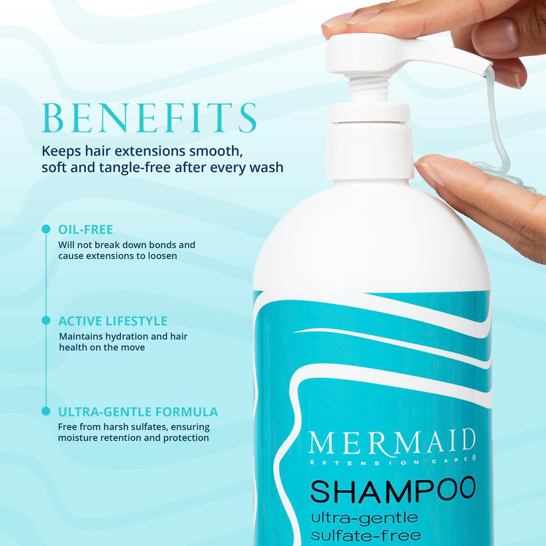 Mermaid Extension Hair Care Shampoo & Conditioner Combo | Oil-Free Gentle Moisturizing Salon Grade Hydrating | Plant-Based Sulfate & Paraben-Free Color-Safe Vegan Formula | (16 oz)