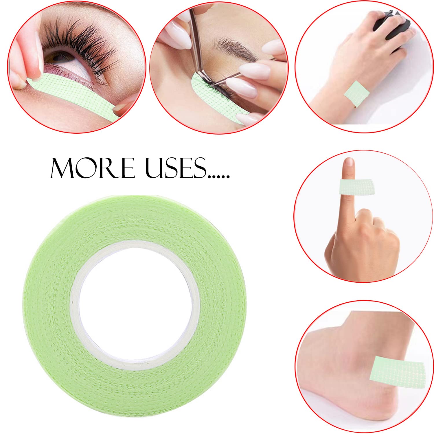 6 Rolls Eyelash Tape, Adhesive Fabric Eyelash Extension Tape, Breathable Micropore Fabric Tape for Eyelash Extension Supplies,9 m/10 Yard Each Roll (Green)