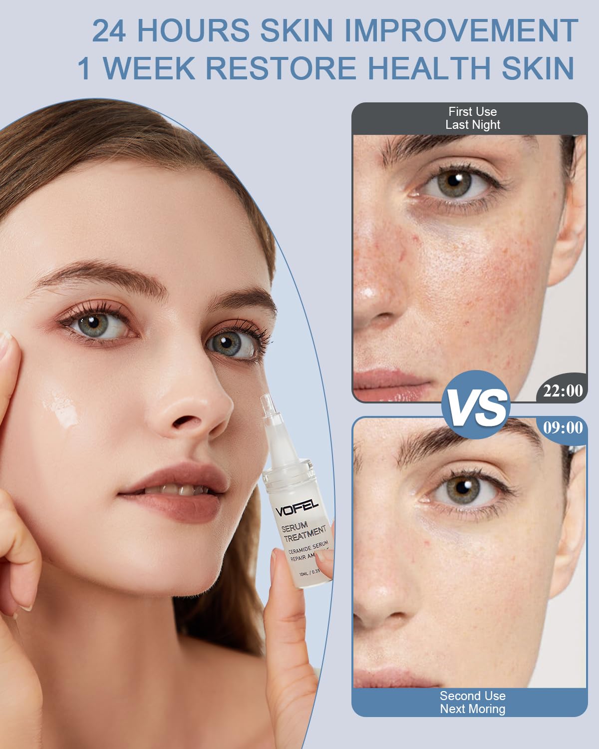 VOFEL Ceramide Serum for Skin Barrier Repair, Hydrating Serum to Reduce Dryness and Wrinkles, 5% Ceramide Face Serum Ampoule Solution 2 Vials