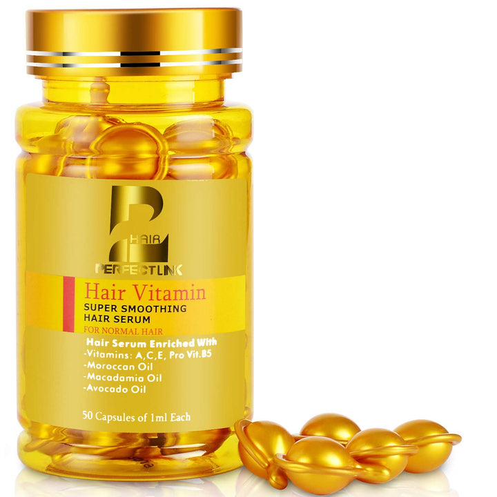 Keratin Hair Treatment Oil : PERFECT CARE Vitamin Serum with Argan, Macadamia and Avocado Oils, Vitamin B5 & Amino Acids for All Hair Types of Men and Women 50ML