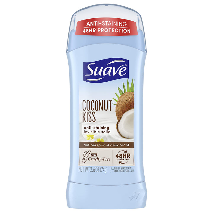 Suave Invisible Solid Antiperspirant Deodorant, Coconut Kiss, 2.6 Ounce