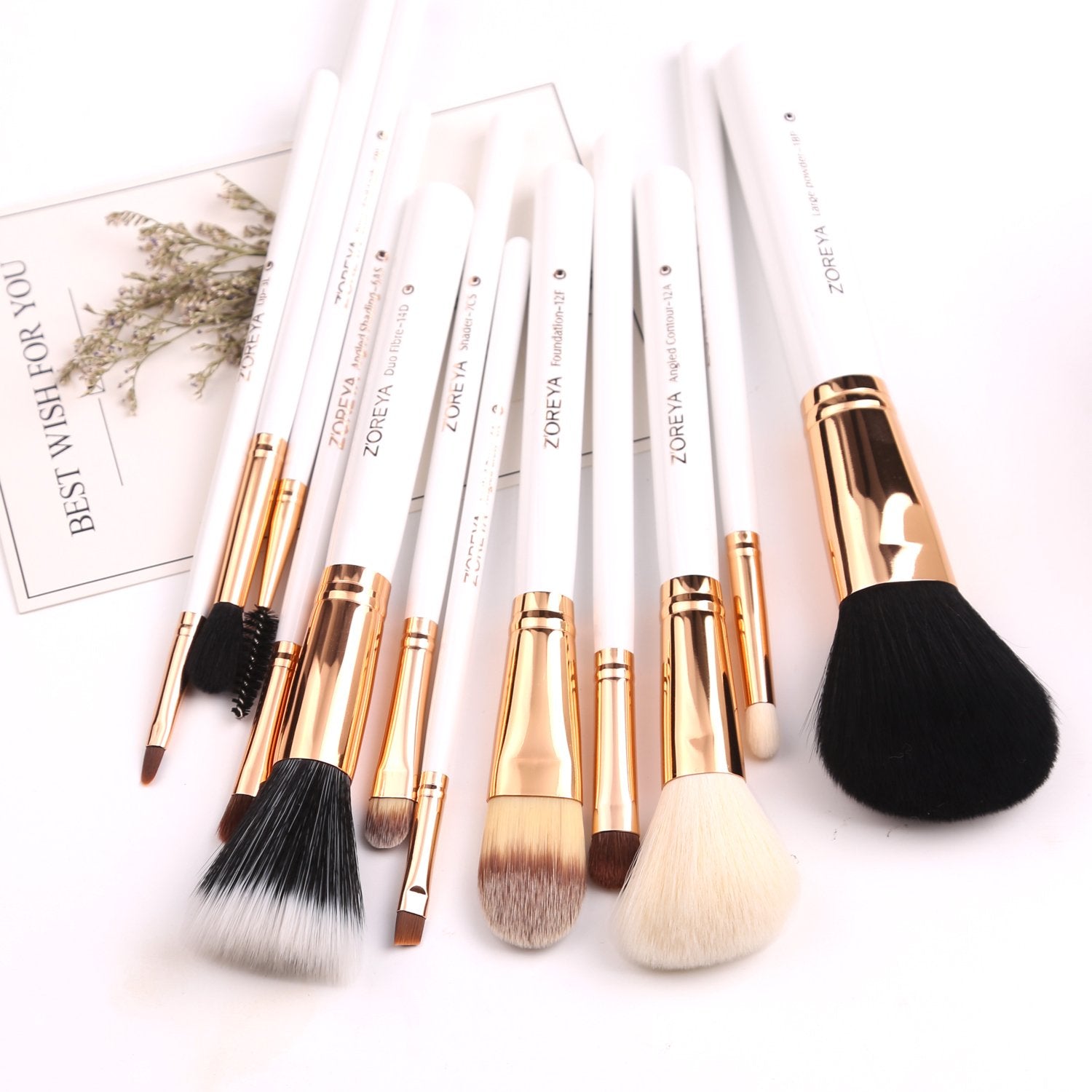White: Zoreya Travel Makeup Brush Set White 12pcs Makeup Brushes Premium Synthetic Hair Professional Foundation Powder Contour Blush Cosmetic Eye Brush Sets With Holder For Valentines Gifts