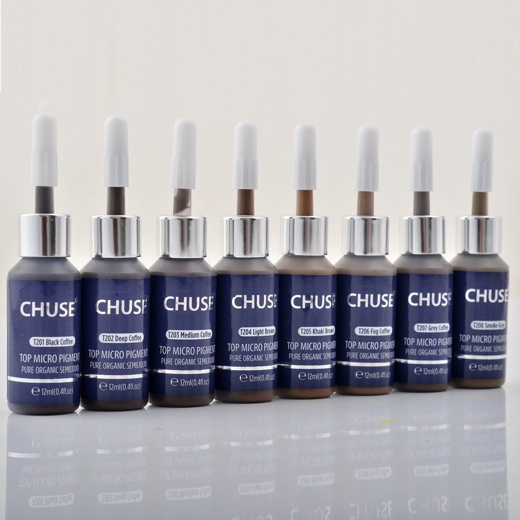 CHUSE T204 Light Brown Microblading Micro Pigment Permanent Makeup Tattoo Ink Cosmetic Color Passed SGS, DermaTest 12ml (0.4fl. oz)