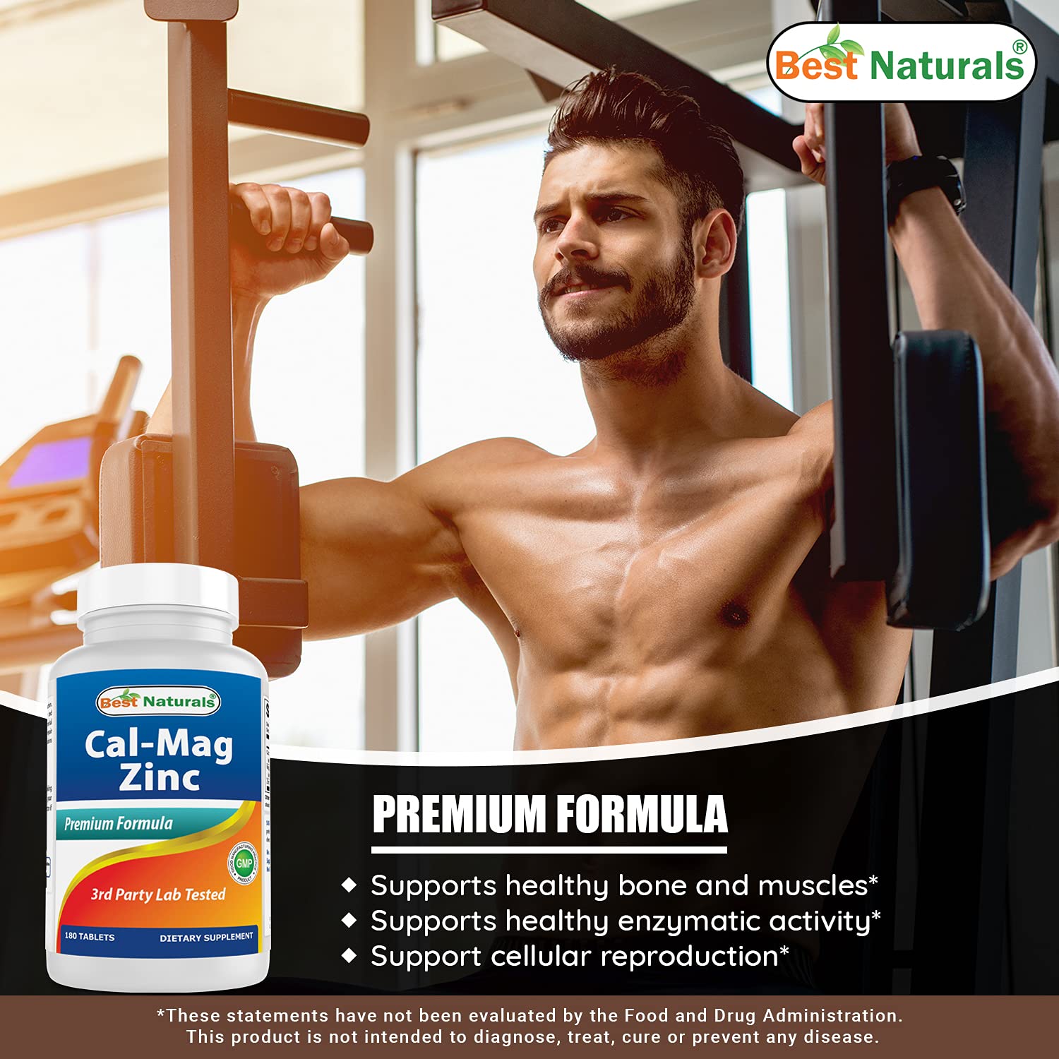 2 Packs - Best Naturals Calcium Magnesium Zinc - 180 Tablets - Essential Cal Mag Zinc Mineral Complex (Total 360 Tablets)