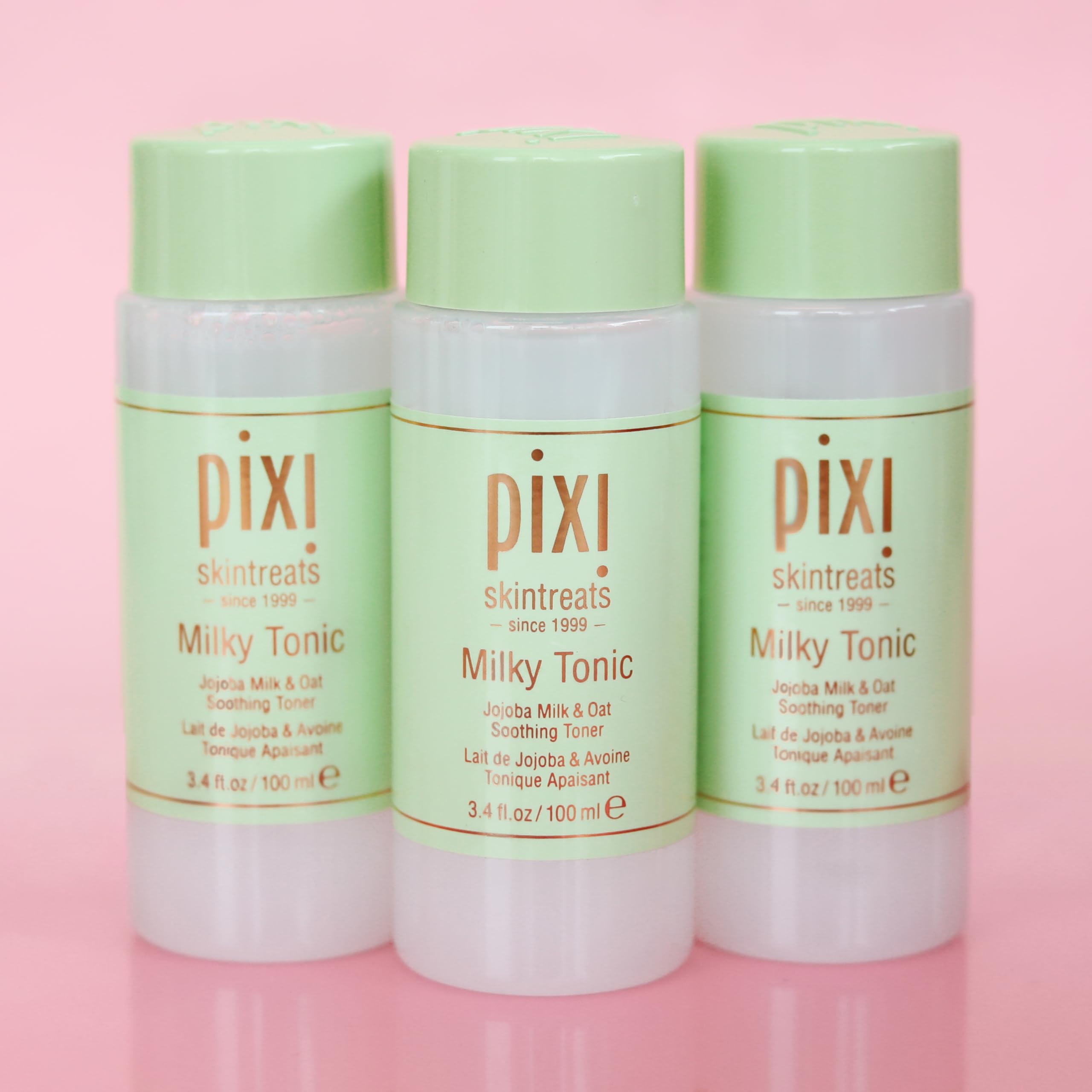 Pixi Milky Tonic, Calming & Hydrating Pads Containing Jojoba Milk, Infused with Oat Extract to Soothe, Alcohol-Free Daily Nourishing Toner, 3.4 fl oz/ 100 mL
