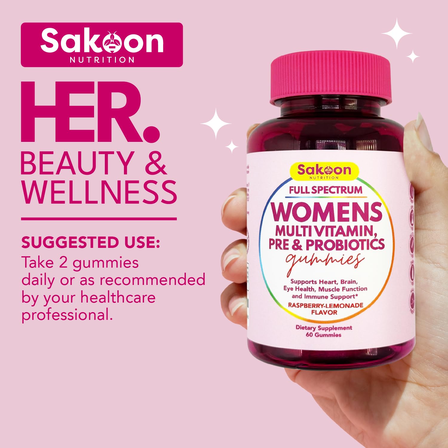 Sakoon nutrition Halal Women's Full Spectrum Multivitamin Gummies with Probiotics & Prebiotics – Complete Daily Wellness Support, Immune & Digestive Health – Vegan, Non-GMO, Delicious Fruit Flavor!