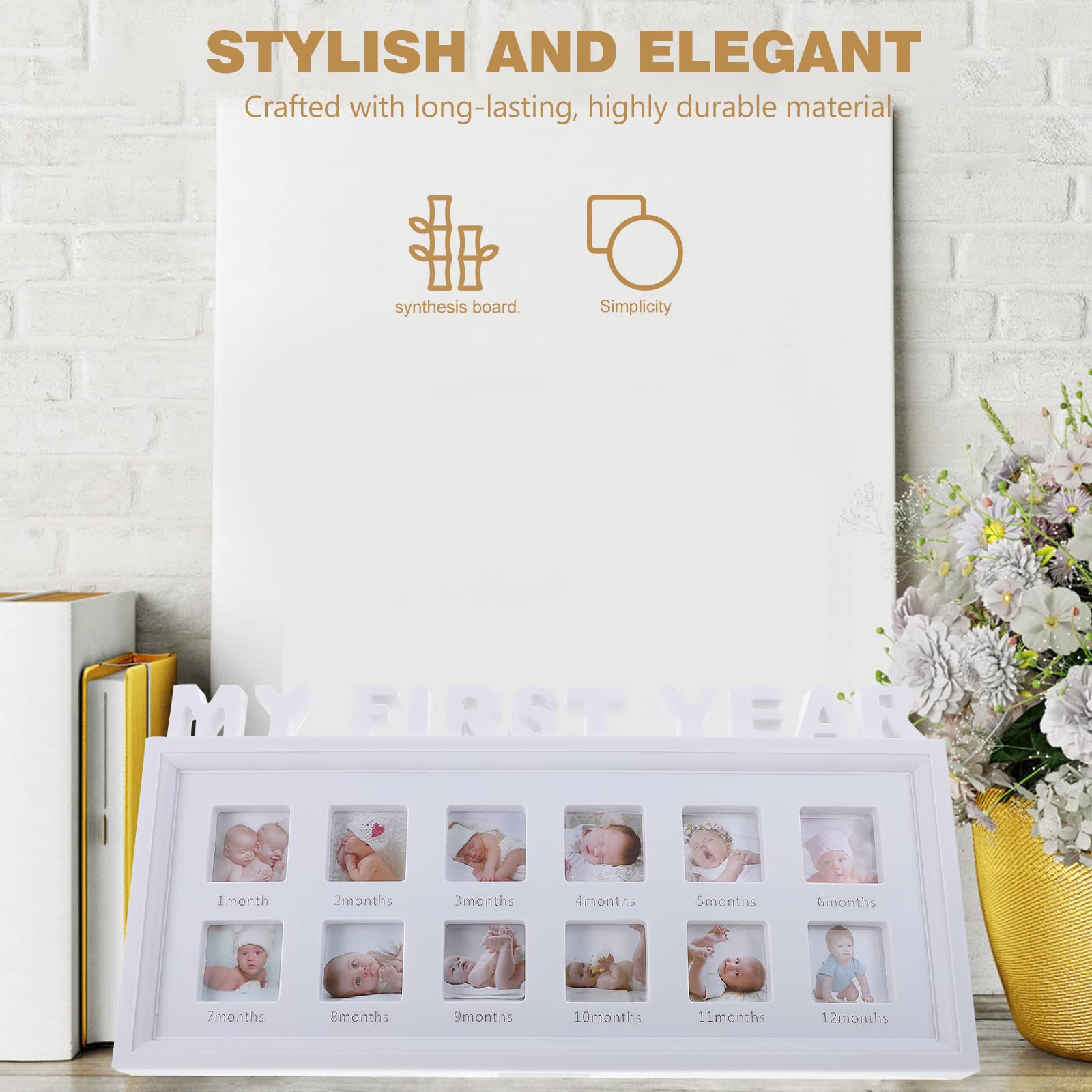 BESPORTBLE Baby First Year Photo Frame 0-12 Month Baby Pictures Baby’S First Year Photo Frame Newborn Growth Photo Frame Keepsake Frame Baby Room Decoration