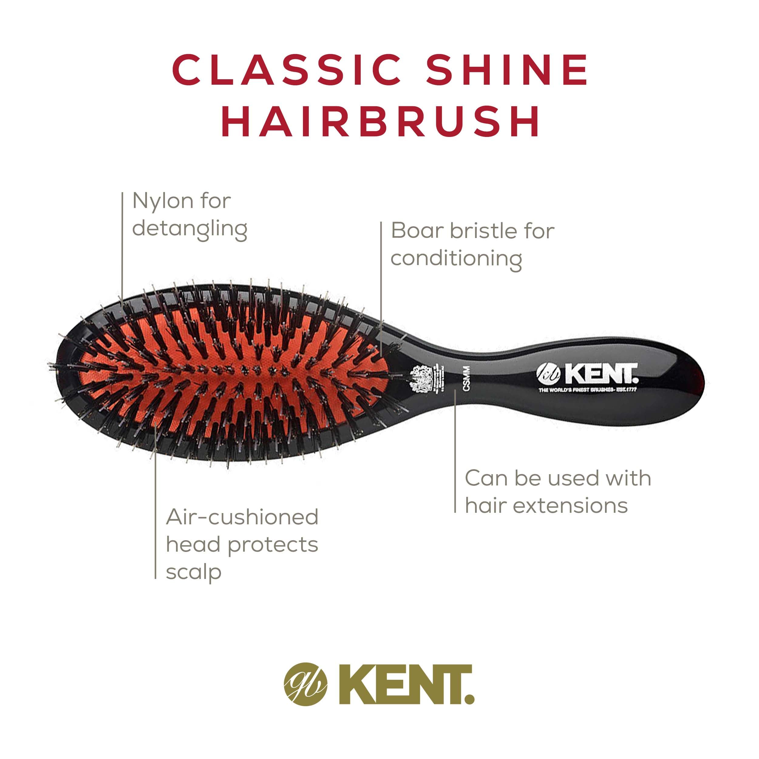 Kent CSMM Ruby Pure Black Natural Bristle Medium Dressing & Styling Premium Brush
