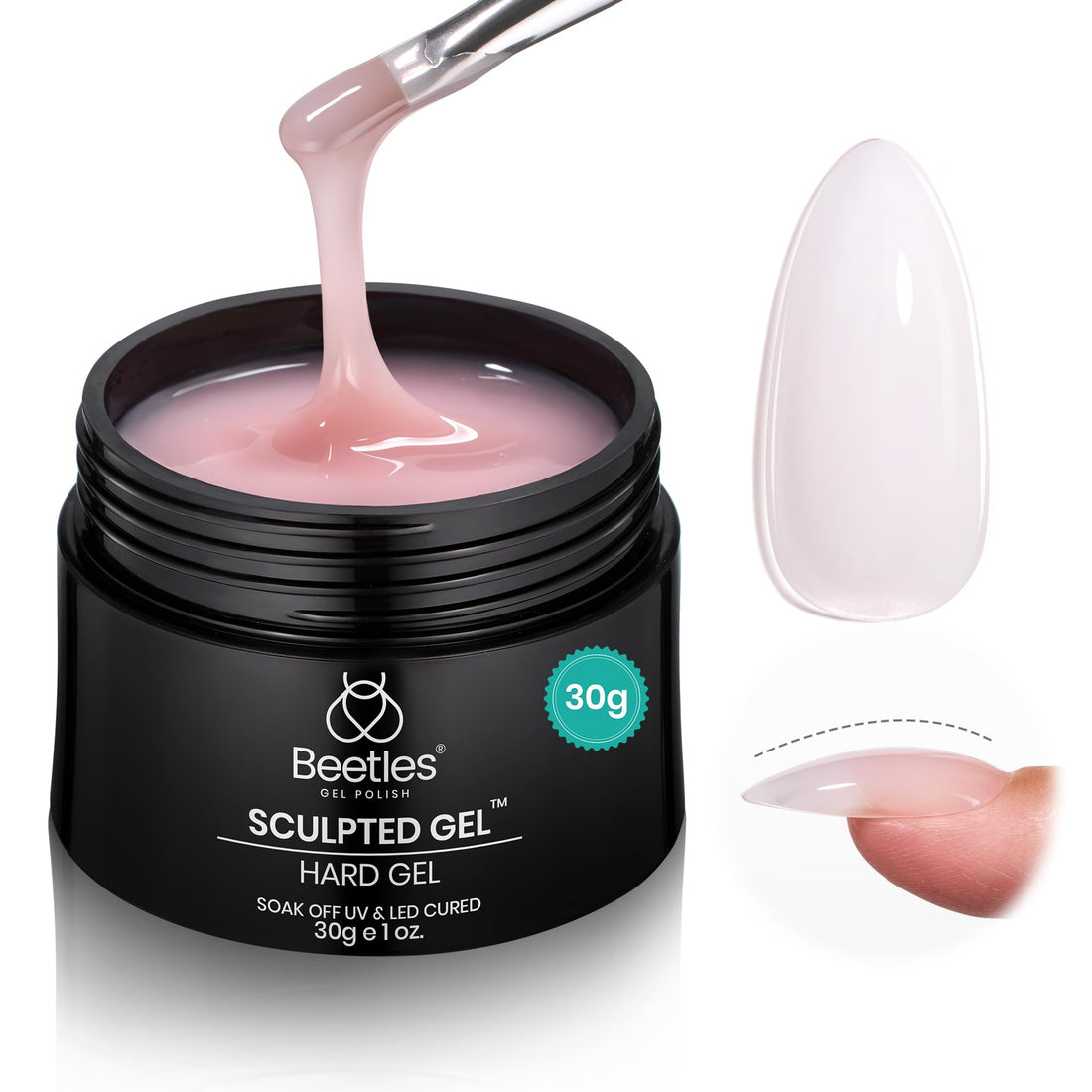 Beetles Builder Gel Nude Pink Sculpted Gel High Hardness for Nail Extension Broken Repair Protection Durable for Home Salon UV LED Lamp Cured Nail DIY Art Manicure 1 oz