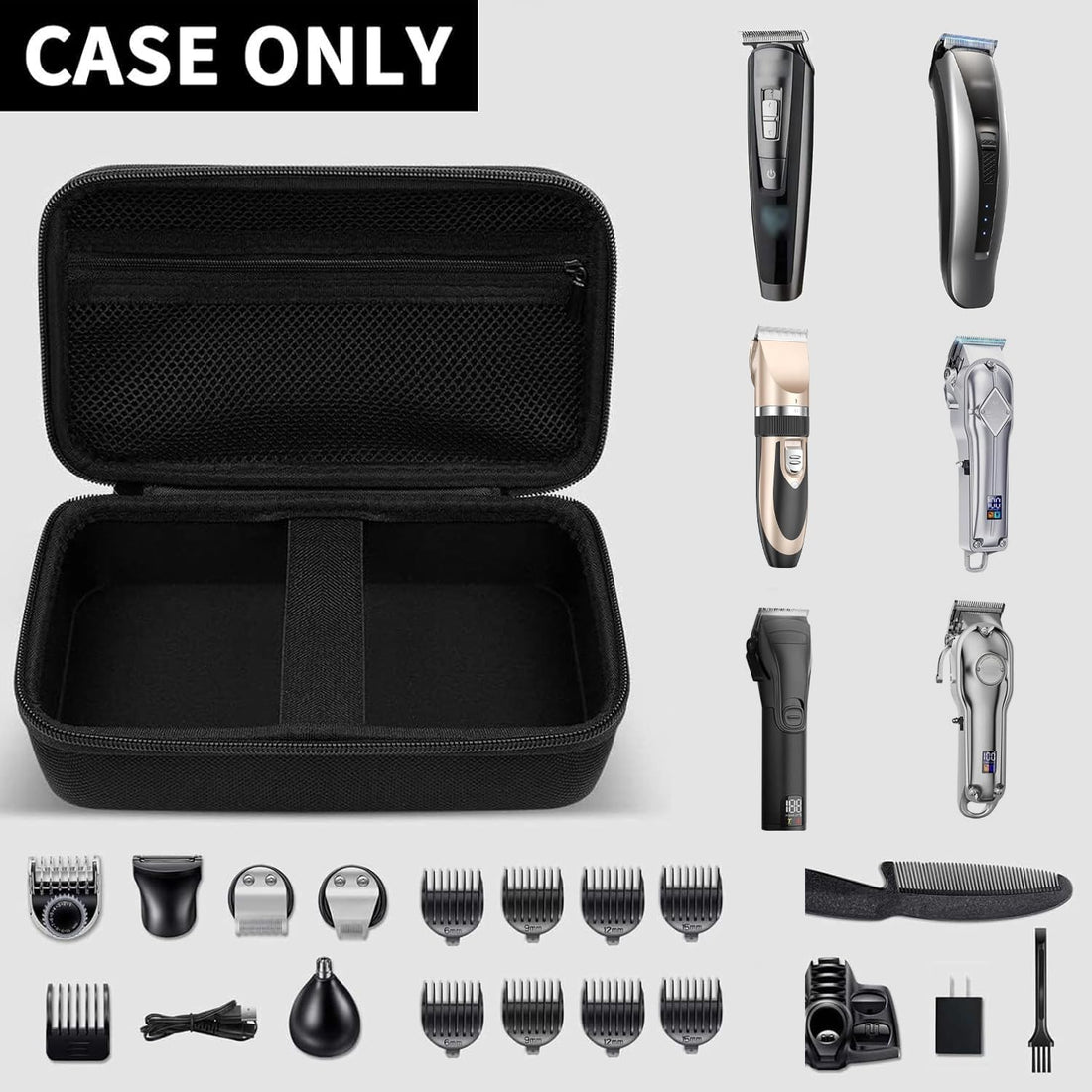 Case for Hatteker/for oneisall/for Ufree/for Novah Hair Clipper, Beard Trimmer Organizer Storage for Men Hair Cutting Kit Precision Shaver, with Inner Net Bag for Grooming Kit (Case Only)