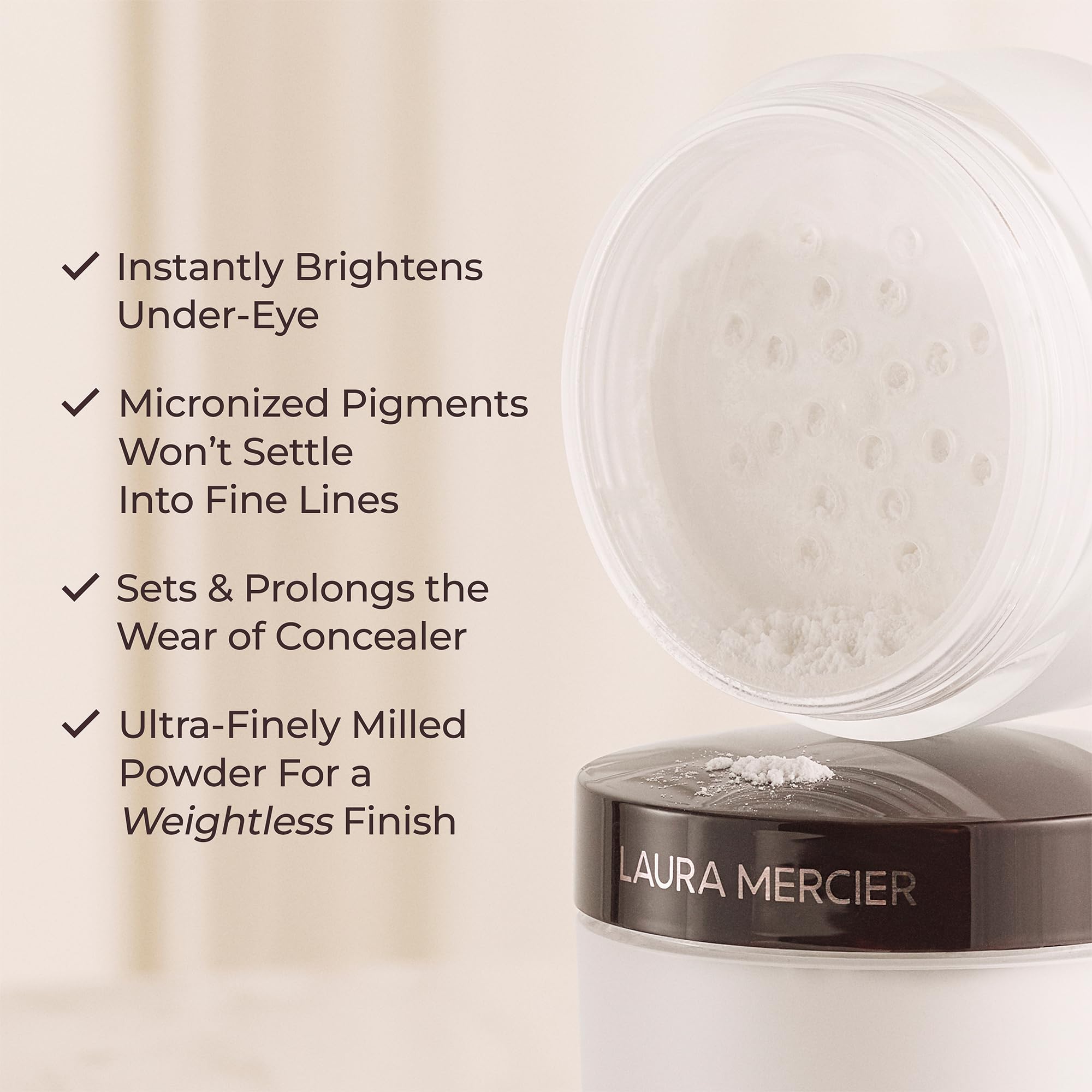 Laura Mercier Secret Brightening Powder For Under Eyes, Weightless Setting Powder for Under-Eye Concealer, Instantly Brightens, Sets & Prolongs Makeup, Translucent