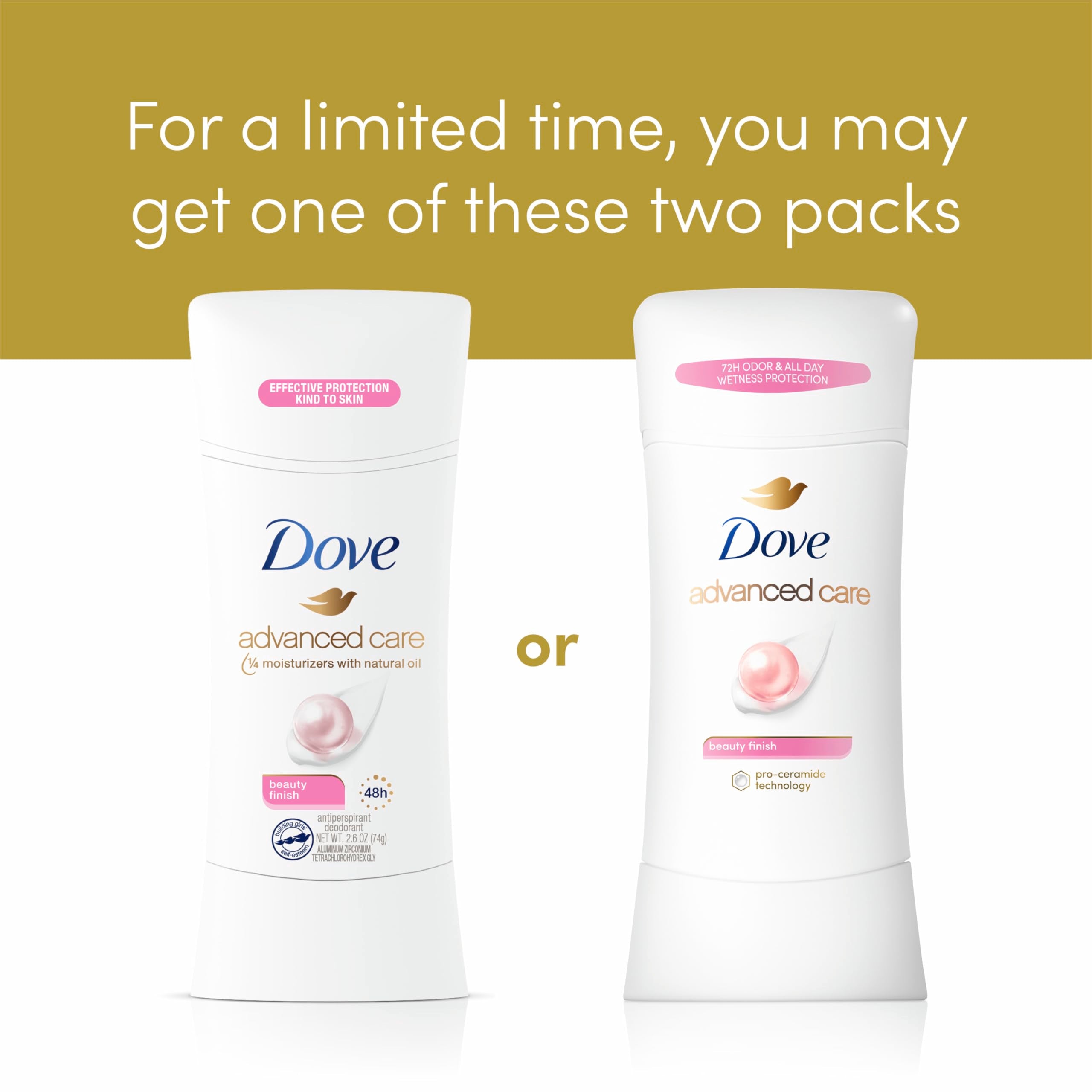 Dove Female Advanced Care Antiperspirant Fresh Scent Deodorant Stick Beauty Finish For 48 Hour Protection And Soft And Comfortable Underarms Oz 4, 2.6 Count, Pack Of 1