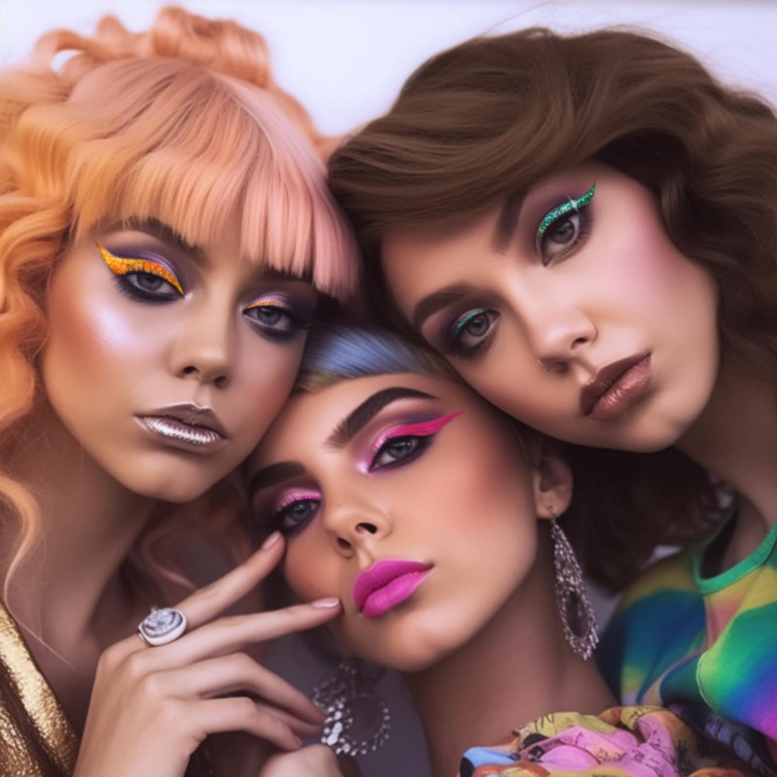 UCANBE 3PC Glitter Liquid Eyeliner Makeup Pen, Green, Pink, Orange Color Metallic Satin Finish Eye Liner Set, Long Lasting High Pigmented with Waterproof & Smudge Proof Formula