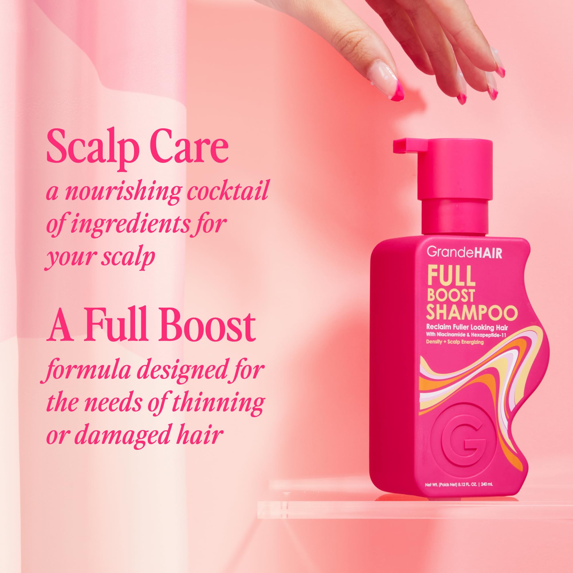 Grande Cosmetics Shampoo For Women, Cleanses, Exfoliates & Reduces Fallout For Fuller Looking Hair, Sulfate-Free