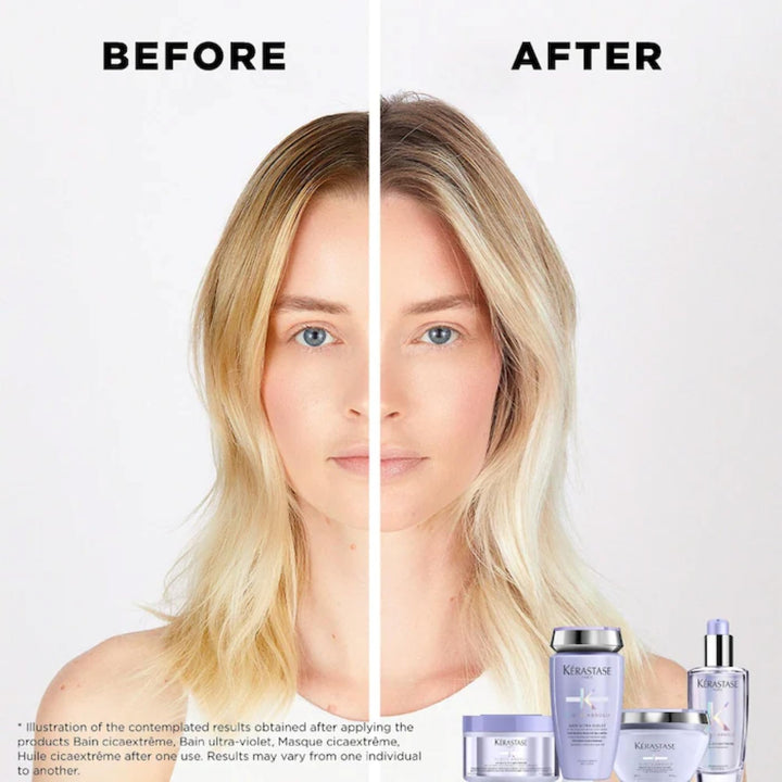 Kerastase Blond Absolu Anti-Brass Shampoo & Hydating Conditioner Set For Lightened, Highlighted and Grey Hair - Neutralizes Brassy and Yellow Undertones With Hyaluronic Acid