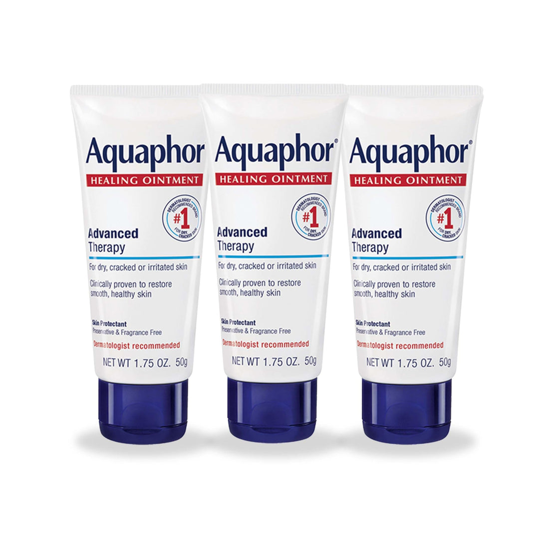 Aquaphor Healing Ointment - Travel Size Protectant for Cracked Skin - Dry Hands, Heels, Elbows, Lips, Packaging May Vary, 1.75 Ounce (Pack of 3)