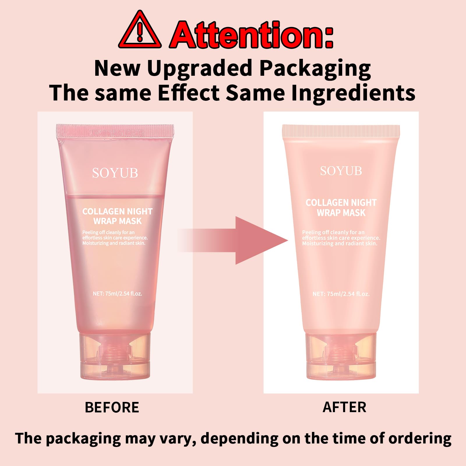 Collagen Night Wrapping Mask with Jelly Brush, Collagen Peel Off Facial Mask, Elasticity & Hydration, Natural Ingredients for Firmer Skin, Reduces Sagging & Dullness, Korean Skin Care