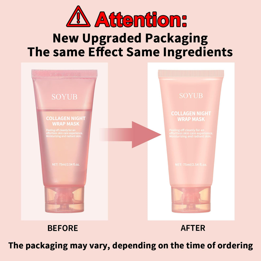 Collagen Night Wrapping Mask with Jelly Brush, Collagen Peel Off Facial Mask, Elasticity & Hydration, Natural Ingredients for Firmer Skin, Reduces Sagging & Dullness, Korean Skin Care