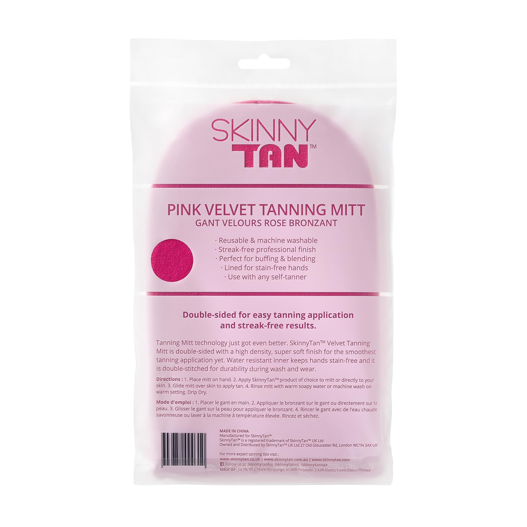 Skinny Tan Pink Self Tan Dual Application Mitt