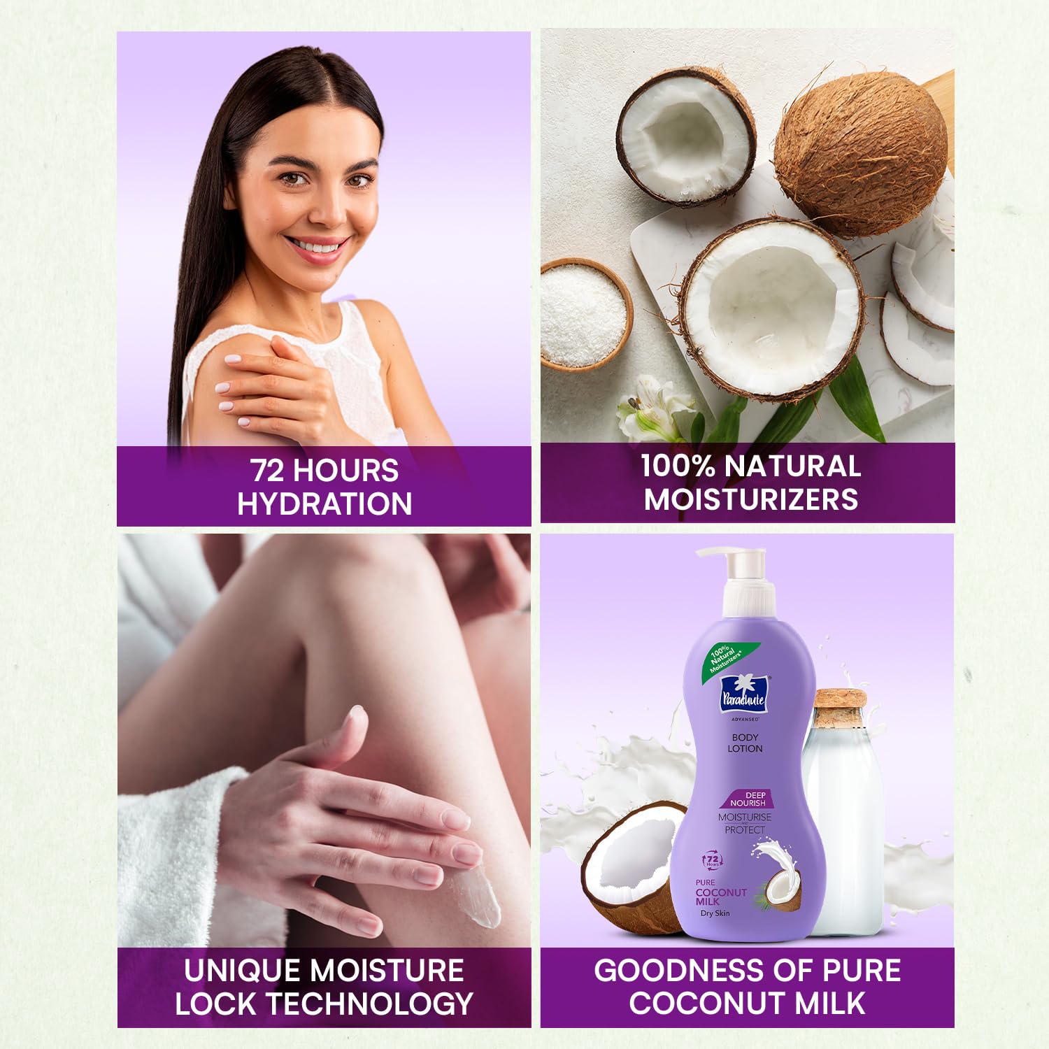 Parachute Advansed Deep Nourish Body Lotion with Pure Coconut Milk| For Women & Men |Restore Dry Skin| 100% Natural, 72h moisturization |13.5 Fl.oz. (Pack of 2)