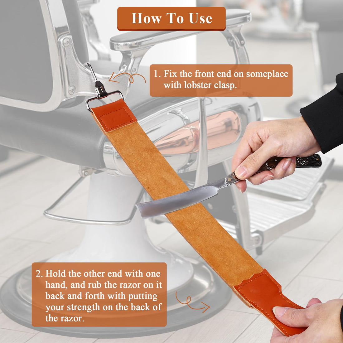 Razor Strops,Genuine Leather Strop Strap Straight Razor Folding Barber's Leather Sharpener Sharpening Belt