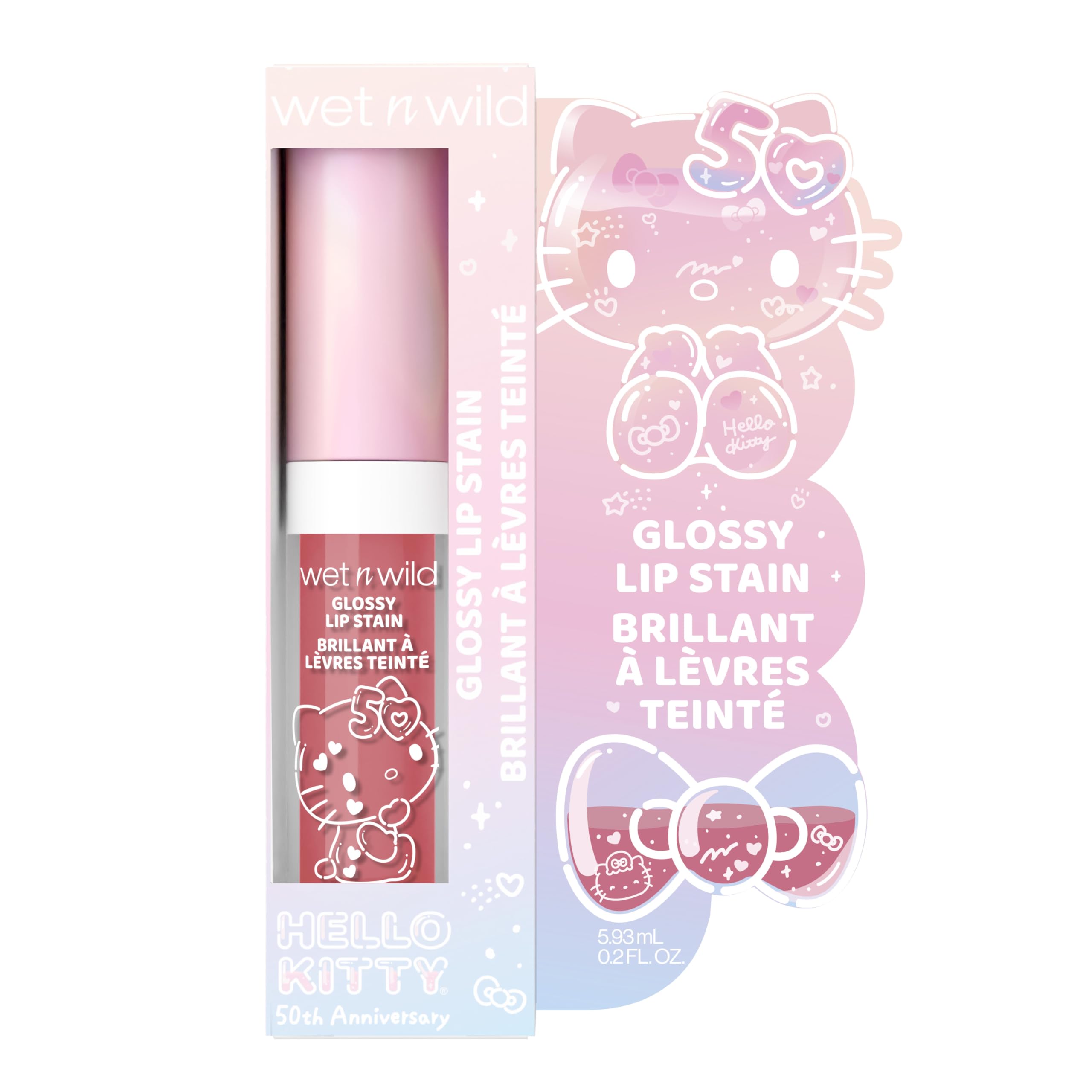 wet n wild Hello Kitty Glossy Lip Stain, Warm Apple Pie Lightly Scented, Nourishing New Glossy Finish Formula, Cruelty-Free & Vegan - So Sweet