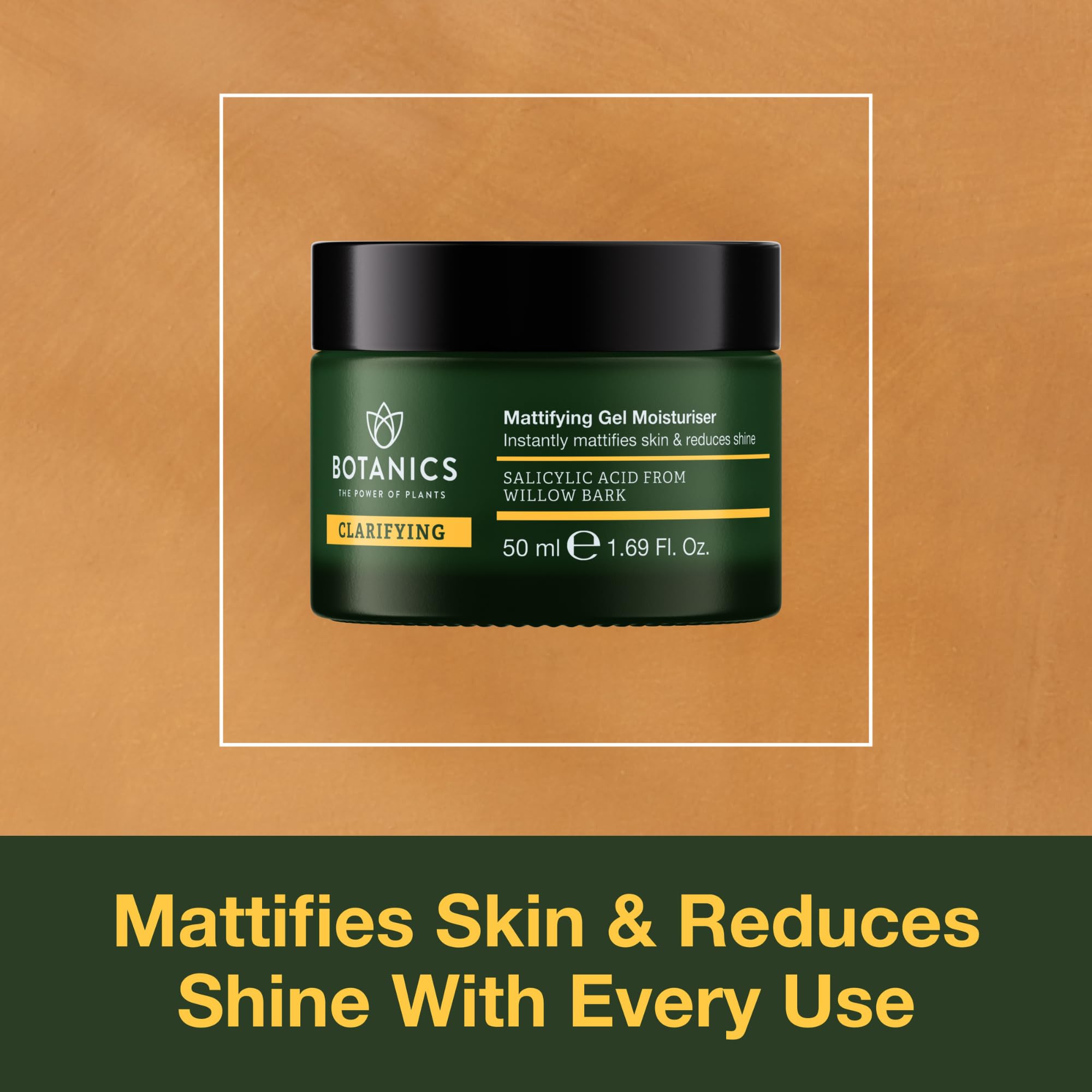 Botanics Clarifying Gel Moisturizer - Mattifying Facial Moisturizer with Salicylic Acid from Willow Bark - Reduces Shine & Improves Skin Texture - Vegan & Cruelty-Free (1.69 Fl Oz)