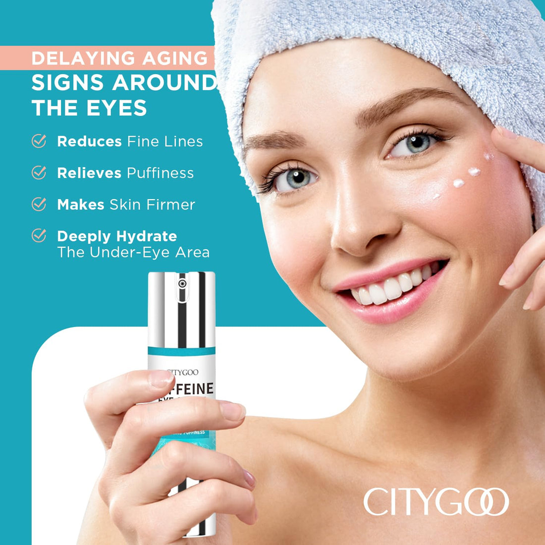 Caffeine-Infused Eye Cream: Reduced Puffiness, Dark Circles, and Wrinkle Smoothing for Morning and Evening Routine