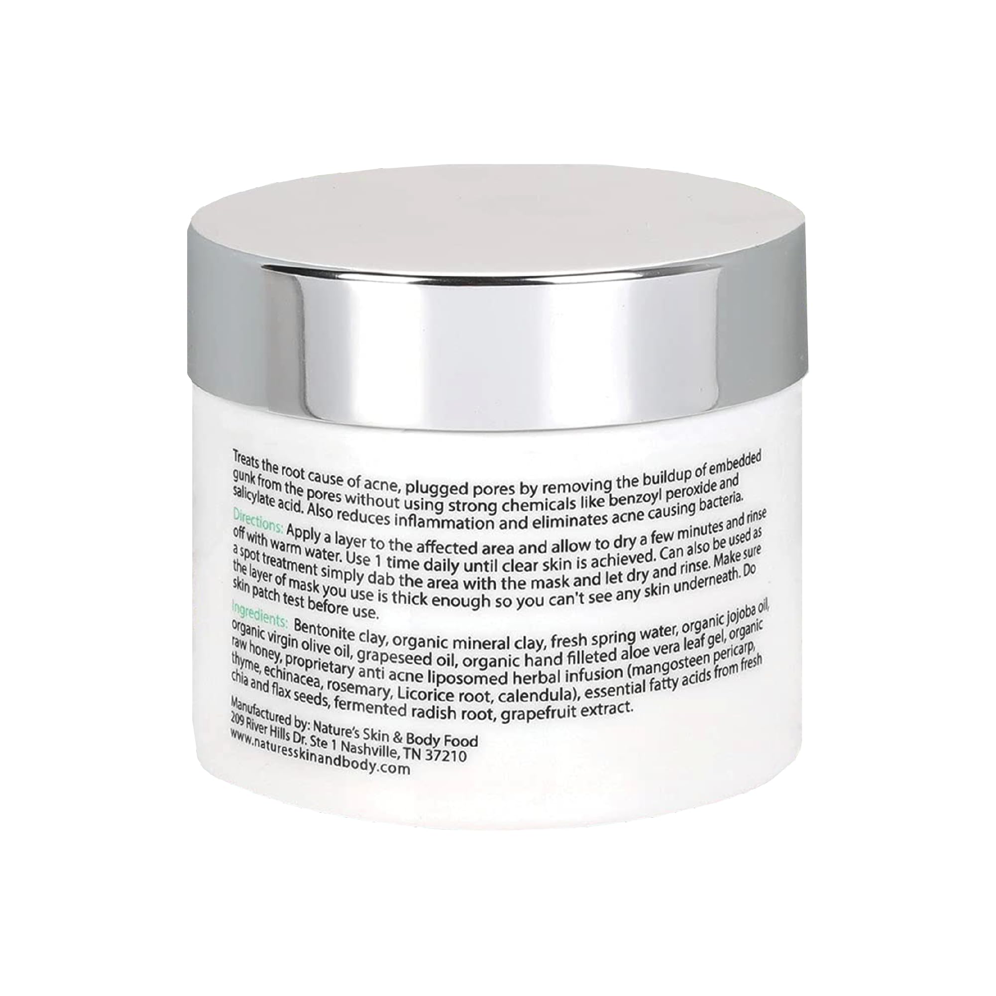 Natural Clear Acne Facial Mask | Fast-Acting Treatment for Zits, Spots, Blemishes, Whiteheads & Blackheads | Targets Root Cause of Breakouts | All-Natural Ingredients | 2oz