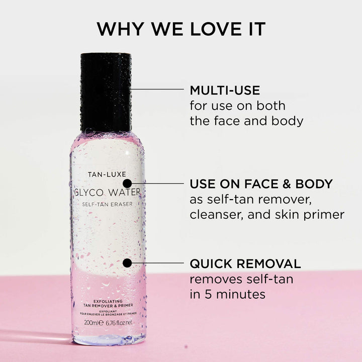 TAN-LUXE Glyco Water - Exfoliating Tan Remover, Cleanser & Primer, 200ml - Cruelty & Toxin Free