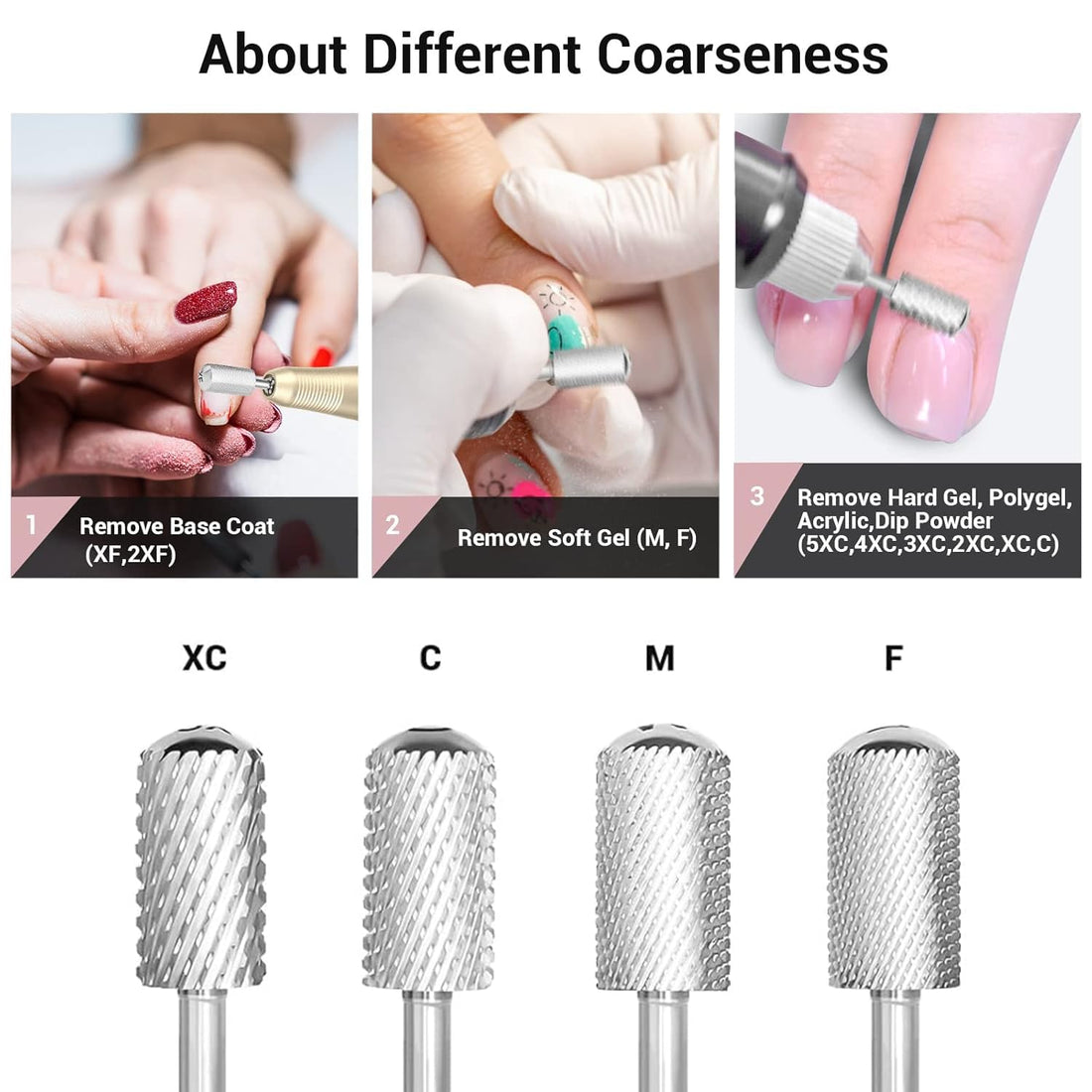 MelodySusie Safety Nail Drill Bits, 3/32'' Smooth Round Top Large Barrel Carbide Bits, Suitable for Manicure Pedicure Cuticle Gel Polishing, Beginners Bits, Silver, Series Bit-S, Fine