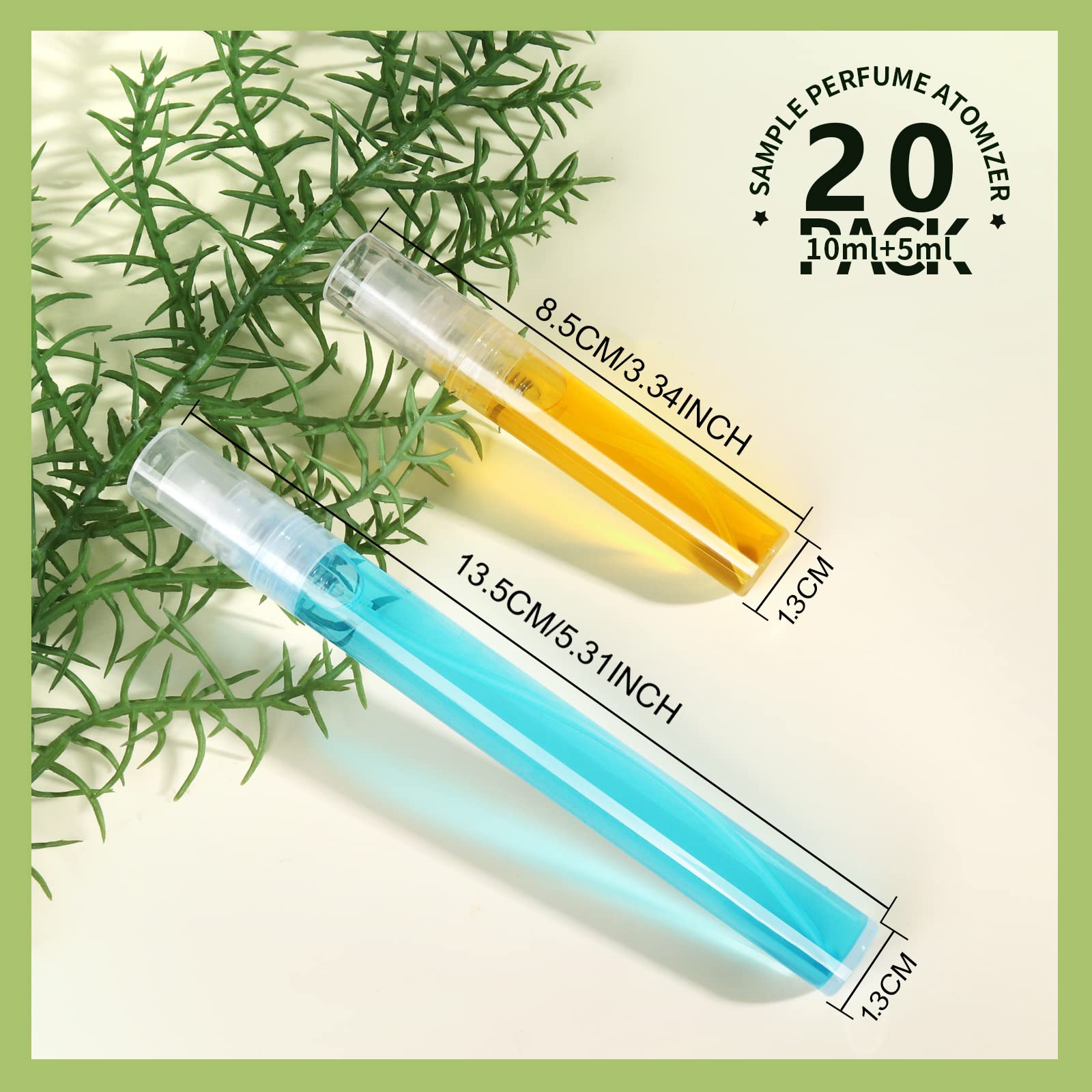 Teenitor 20Pcs Mini Spray Bottles, 10ml Mini Spray Bottles 5ml Mini Spray Bottles, Plastic Refillable Perfume Bottles Empty, Clear Travel Perfume Bottles Refillable