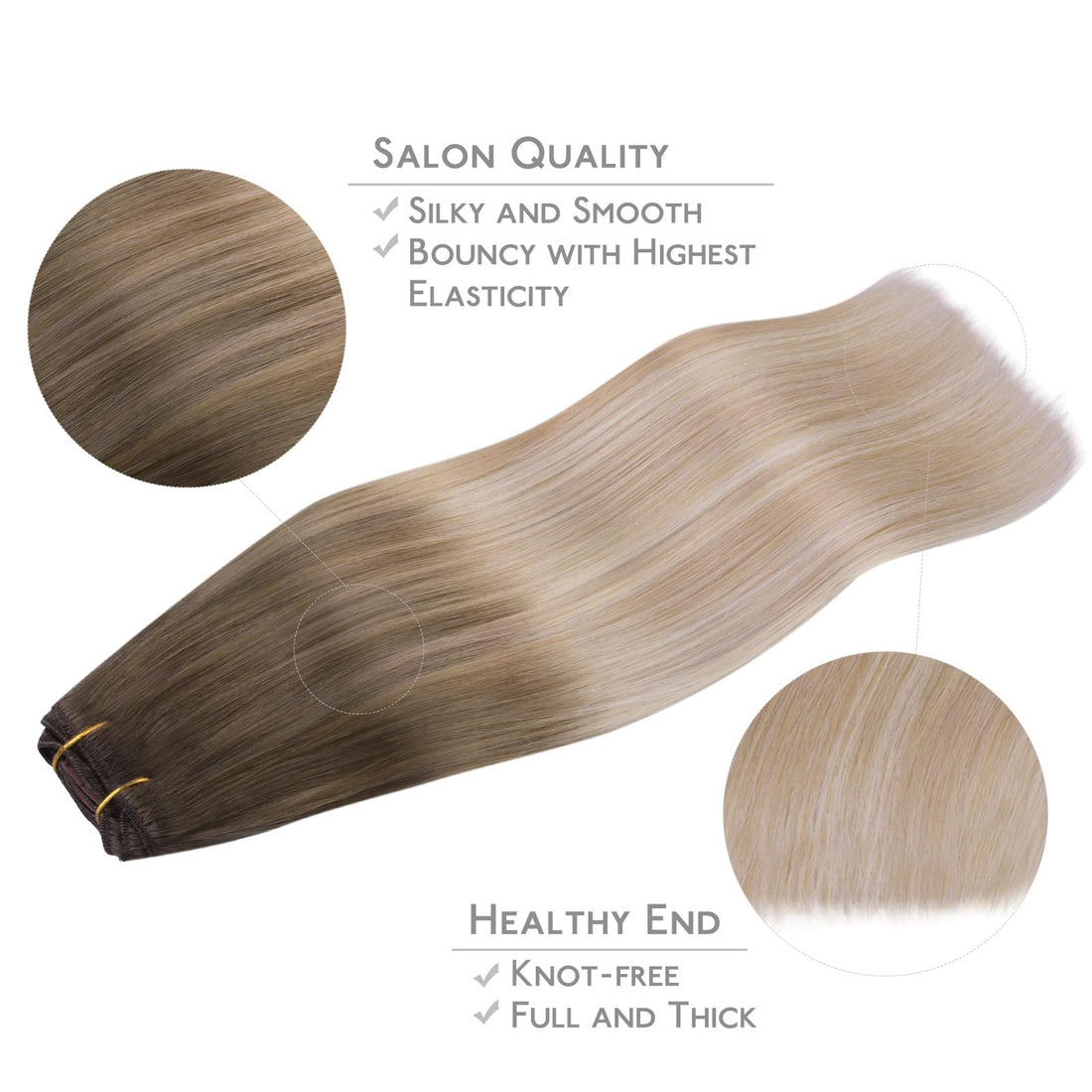 WENNALIFE Clip in Hair Extensions Real Human Hair, 16 Inch g 7pcs Balayage Sandy Brown to Platinum Blonde Remy Hair Straight Natural Extensiones De Cabello Humano Con Clip Ins