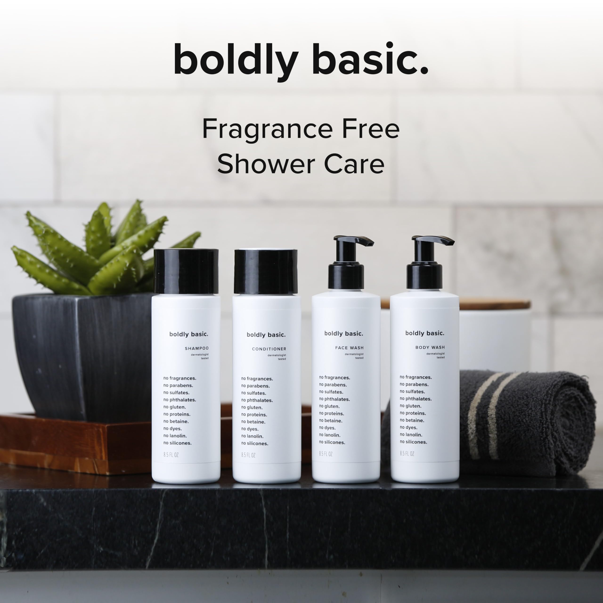Boldly Basic Fragrance Free Face Wash - Gentle Facial Cleanser on Sensitive Skin - Unscented - Dermatologist Tested - No Sulfates, Parabens or Gluten - Non Comedogenic and Hypoallergenic
