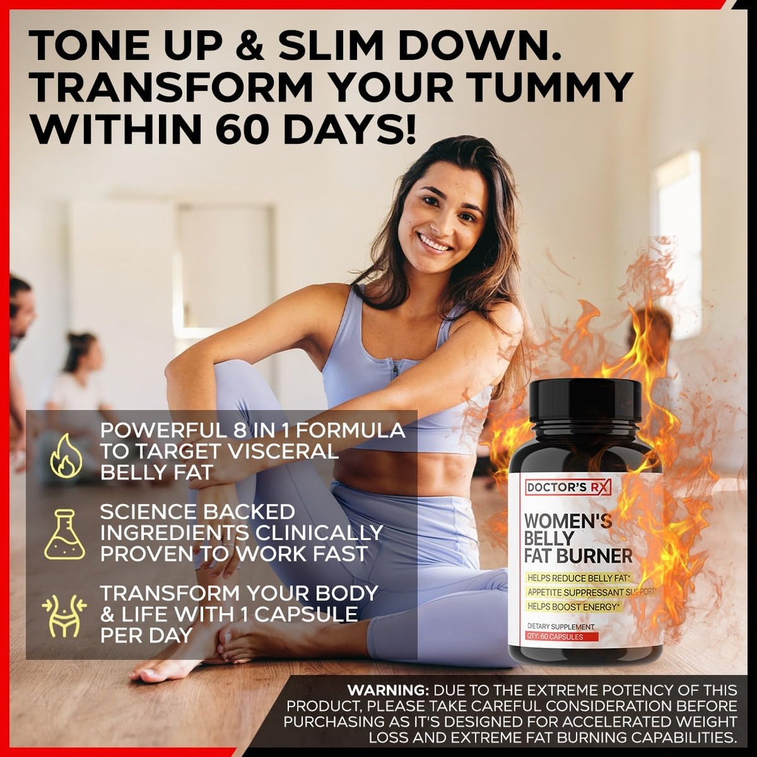 #1 Rated Belly Fat Burner Supplement for Women | Metabolism Booster, Suppress Appetite, Burn Calories | Lose 3 to 5 Around Waist in 60 Days | Extra Strength Weight Loss Pills - 60 Servings