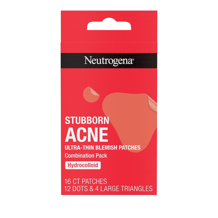 Neutrogena Stubborn Acne Blemish Patches Combination Pack, Ultra-Thin Hydrocolloid Acne Patch Absorbs Fluids & Removes Impurities To Help Pimples Look Smaller, 2 Sizes, 16 Patches