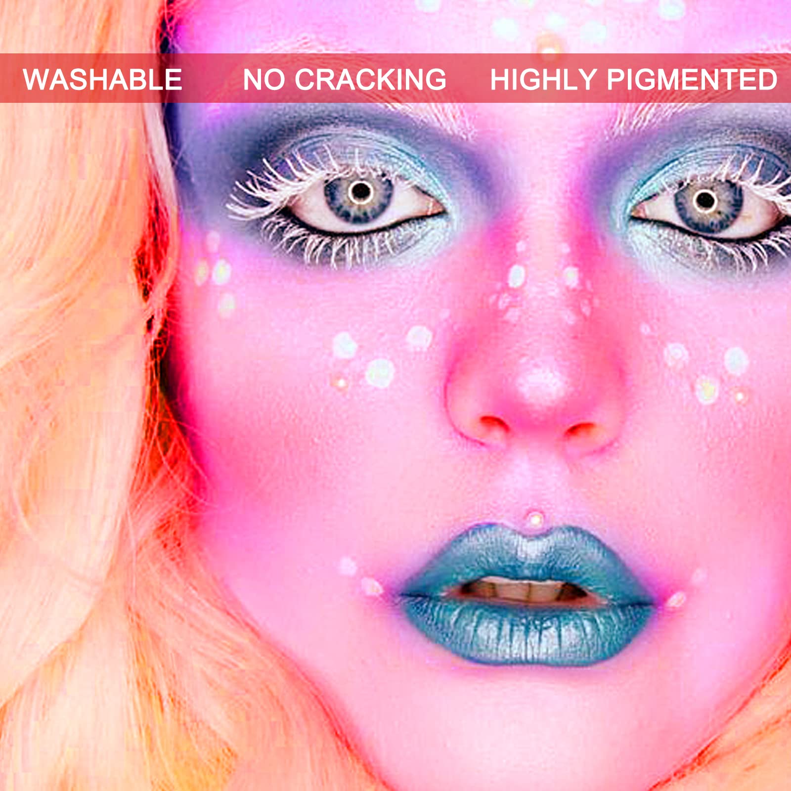 MEICOLY Pink Halloween Face Body Paint, 2.37Oz Large Tube Water Based Non-Toxic Body Paint for Adult Children,Highly Pigmented Face Painting for SFX Special Effects Cosplay Makeup