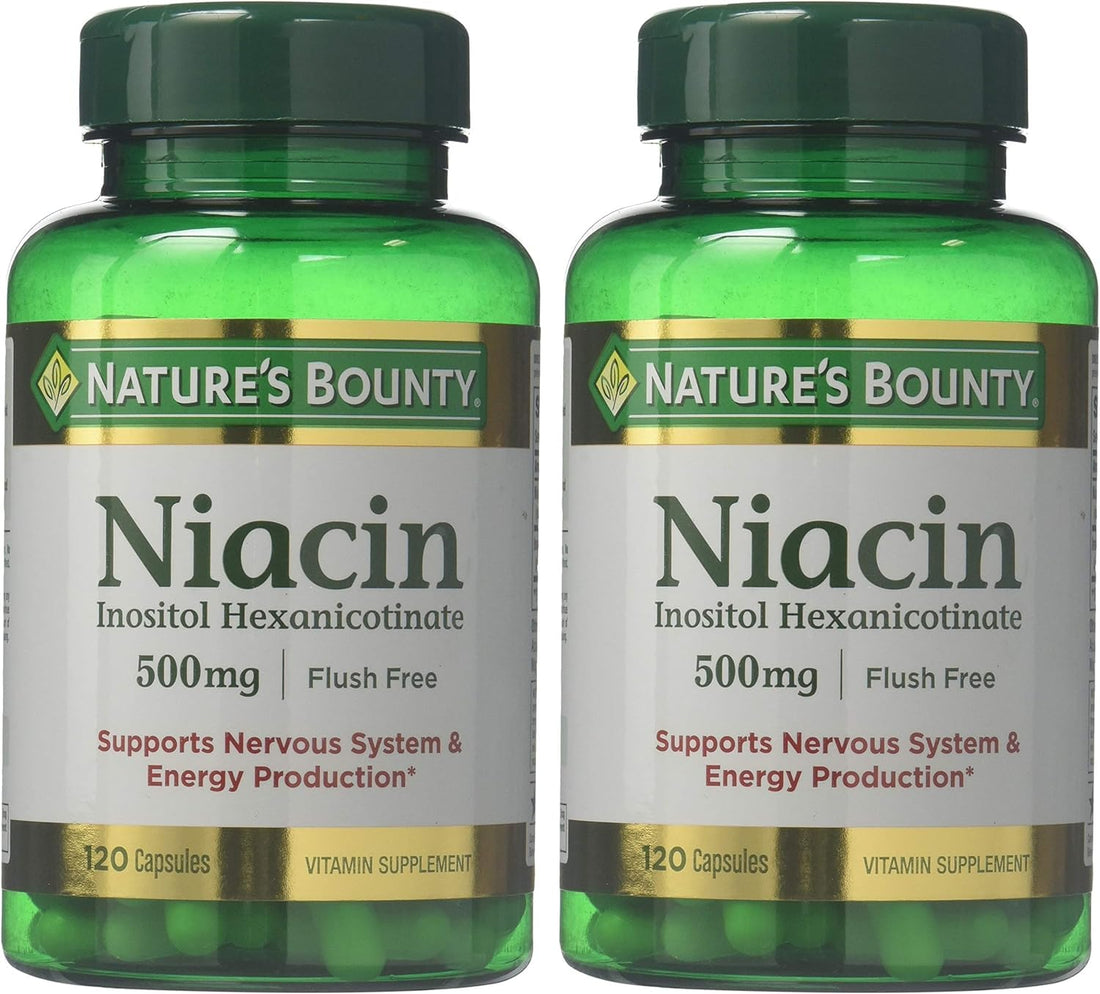 Nature's Bounty Flush Free Niacin 500 Mg, 240 Capsules (2 X 120 Count Bottles)