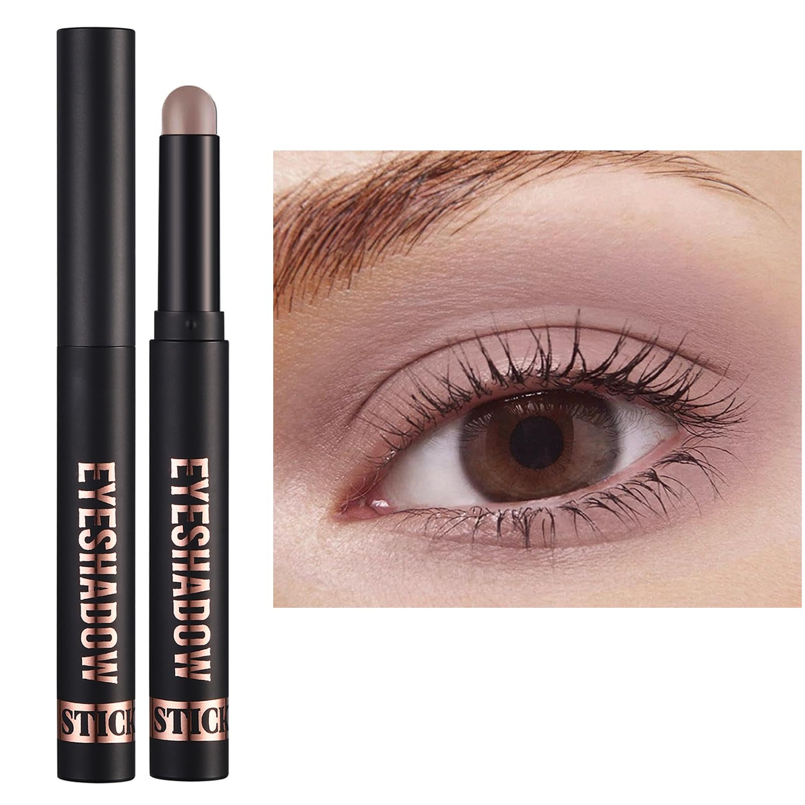 Melsintern Light Taupe Eyeshadow Stick Makeup, Matte Cream Eye Shadow Pencil,High Pigmented Crease proof Glitter Eye Shadow Brightener Stick, Waterproof Long Lasting Eye Highlighter Crayon Eyeliner