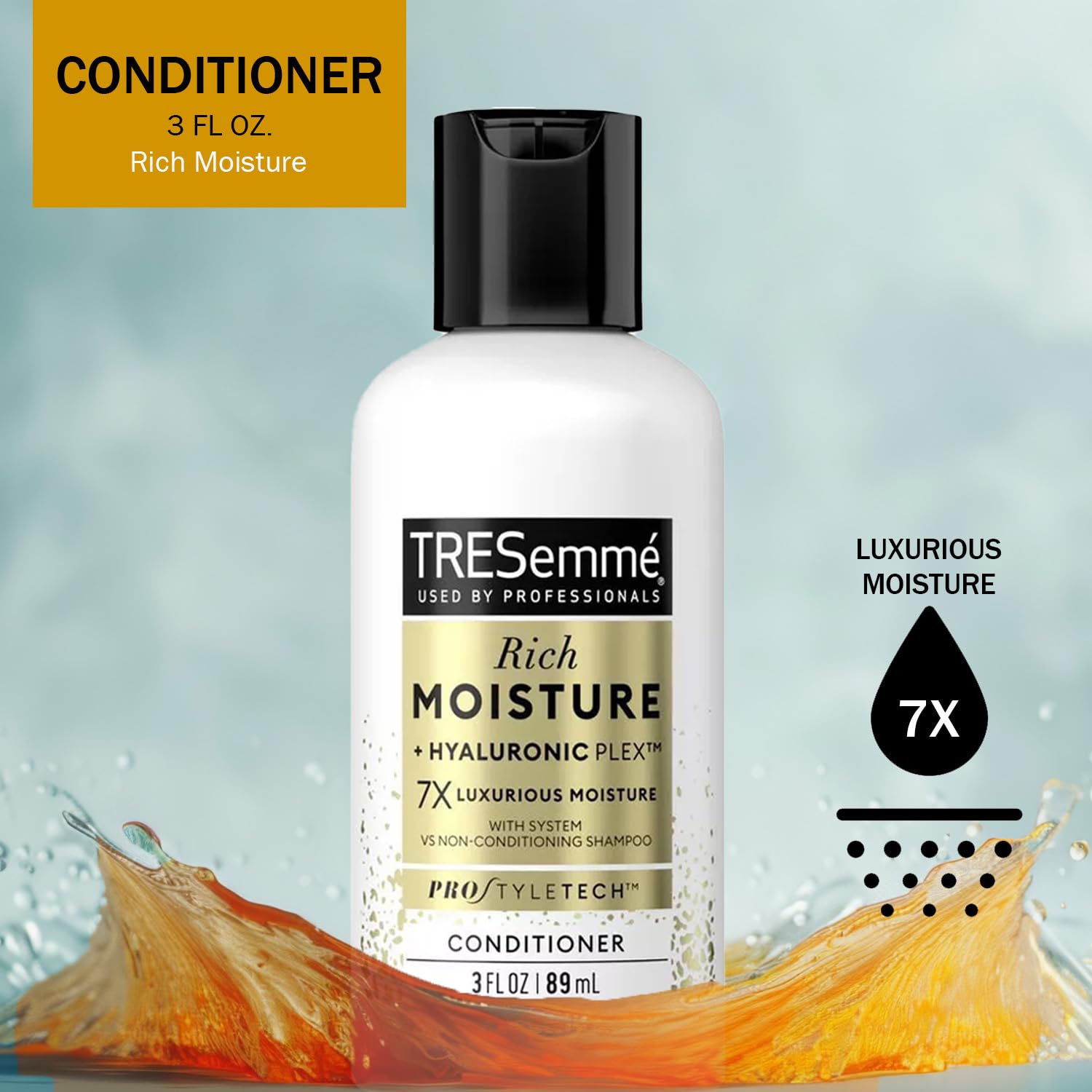 TRESemmé Rich Moisture Shampoo and Conditioner set - 2 Shampoo + 2 Conditioner Travel Size - Hair care for Dry or Dull Hair with Hyaluronic Plex 3 oz. Ea