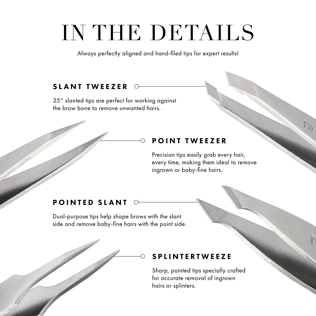 Tweezerman Stainless Steel Slant Tweezer, Granite Sky
