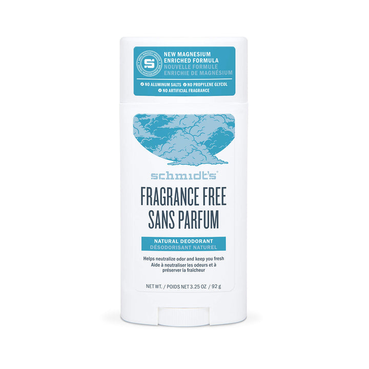 Schmidt's Aluminum Free Natural Deodorant for Women and Men, Fragrance Free 24 Hour Odor Protection, Certified Cruelty Free, Vegan Deodorant, 3.25 oz