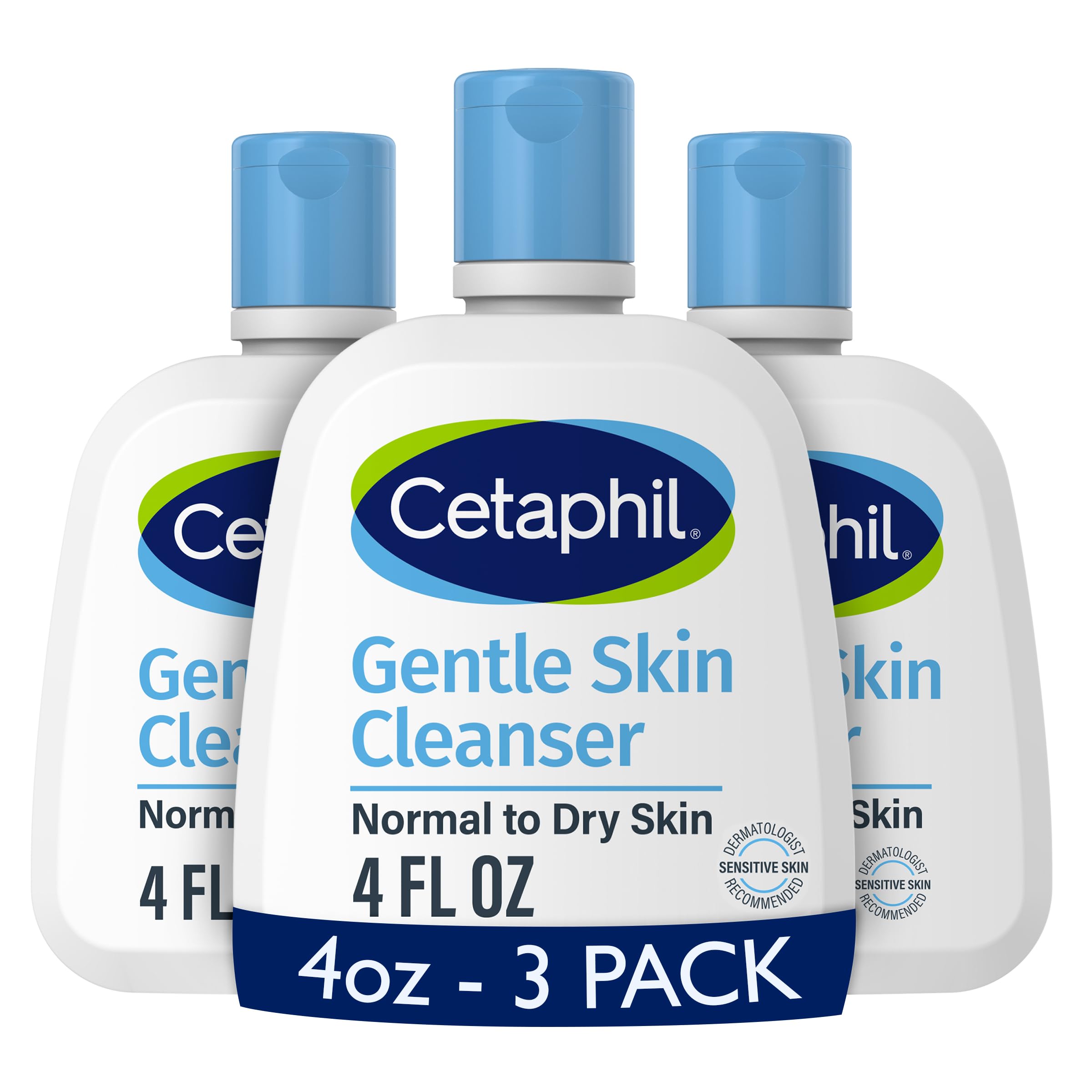 Cetaphil Face Wash, Hydrating Gentle Skin Cleanser for Dry to Normal Sensitive Skin, NEW 4 oz 3 Pack, Fragrance Free, Soap Free and Non-Foaming