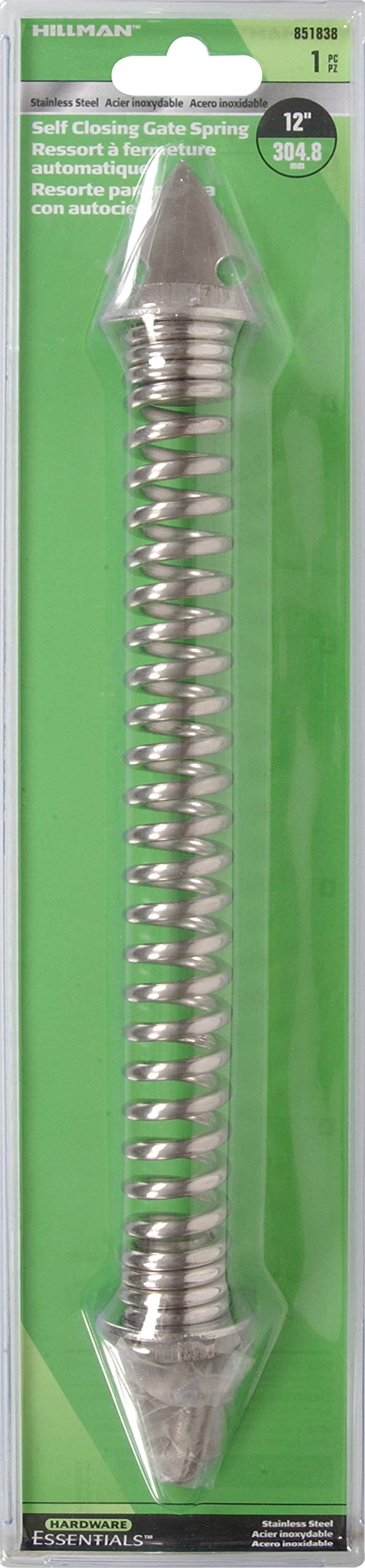 Hardware Essentials 851838 Stainless Steel Self-Closing Gate Spring, Adjustable Tension, 12 Inch
