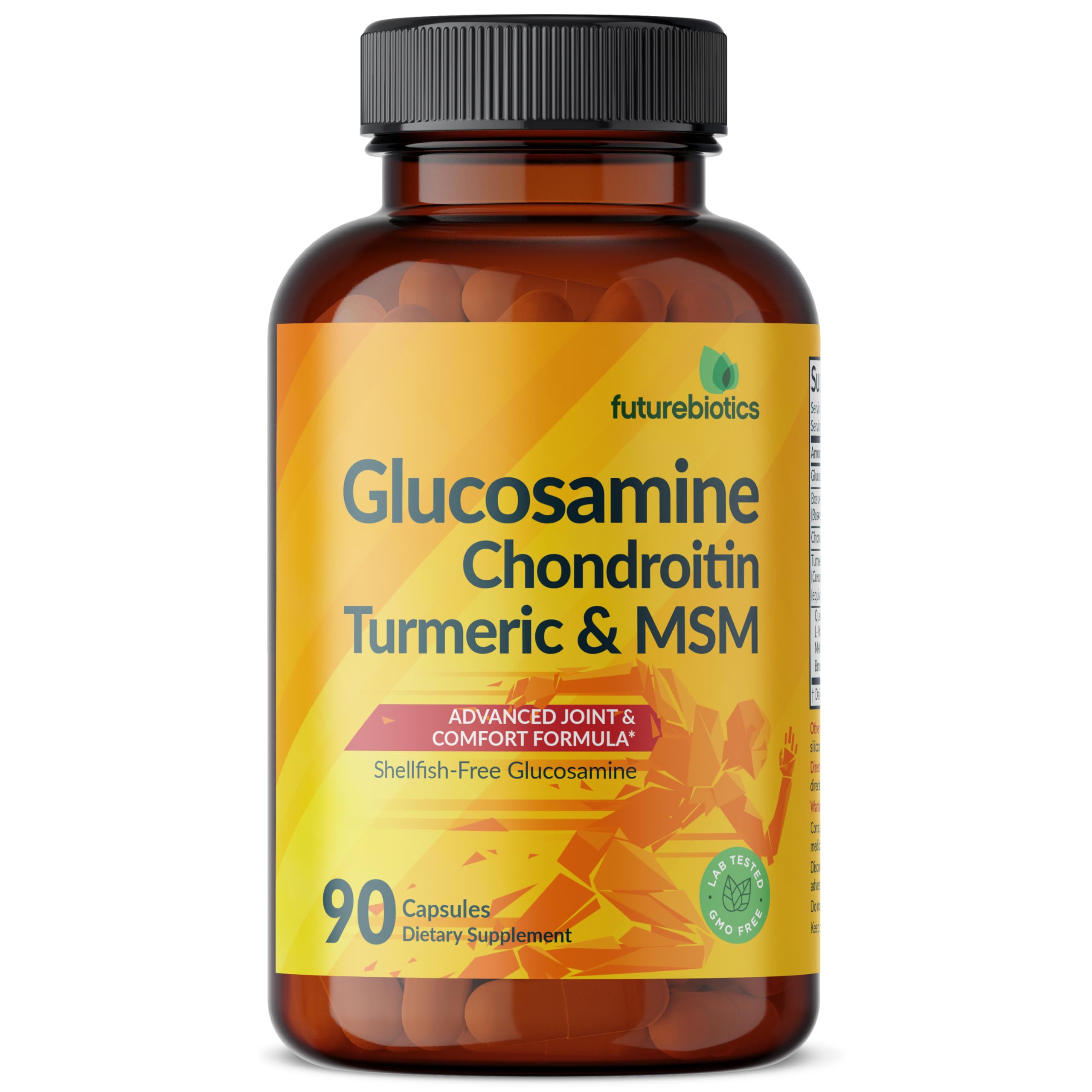 Futurebiotics Glucosamine Chondroitin Turmeric & MSM Advanced Joint Formula, Supports Healthy Joints & Mobility - Non-GMO, 90 Capsules