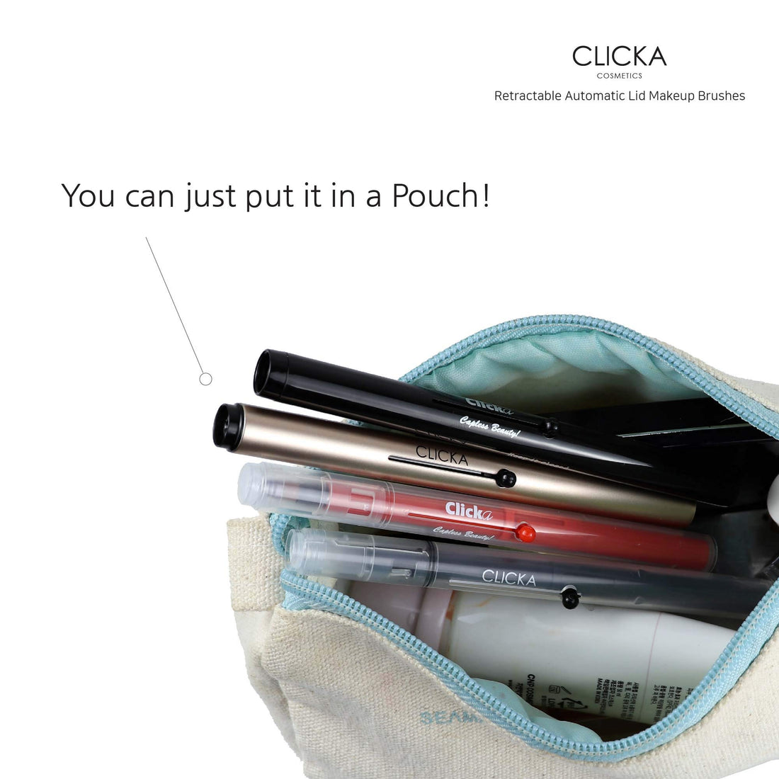 Retractable Automatic Lid Sponge Brush (Champagne gold)