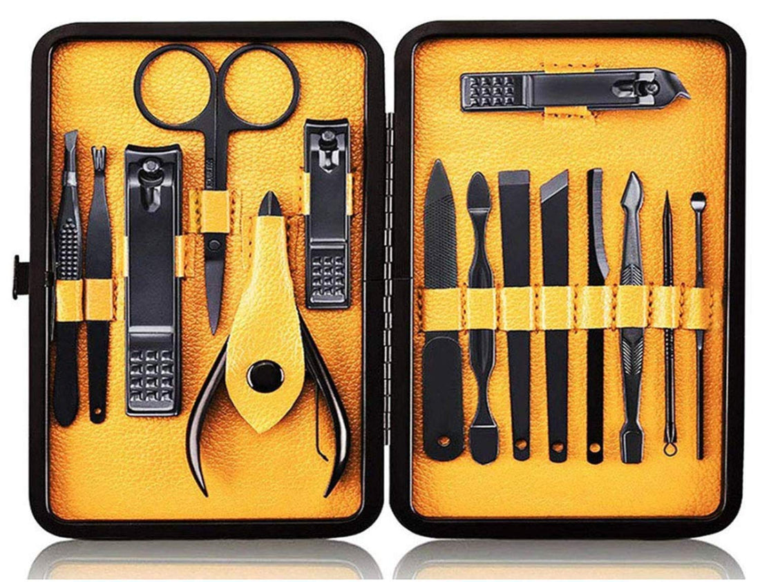 Nail Clippers Sets High density Stainless Steel Nail Cutter Pedicure Kit Nail File Sharp Nail Scissors and Clipper Manicure Pedicure Kit Fingernails & Toenails with Portable stylish case (yellow)