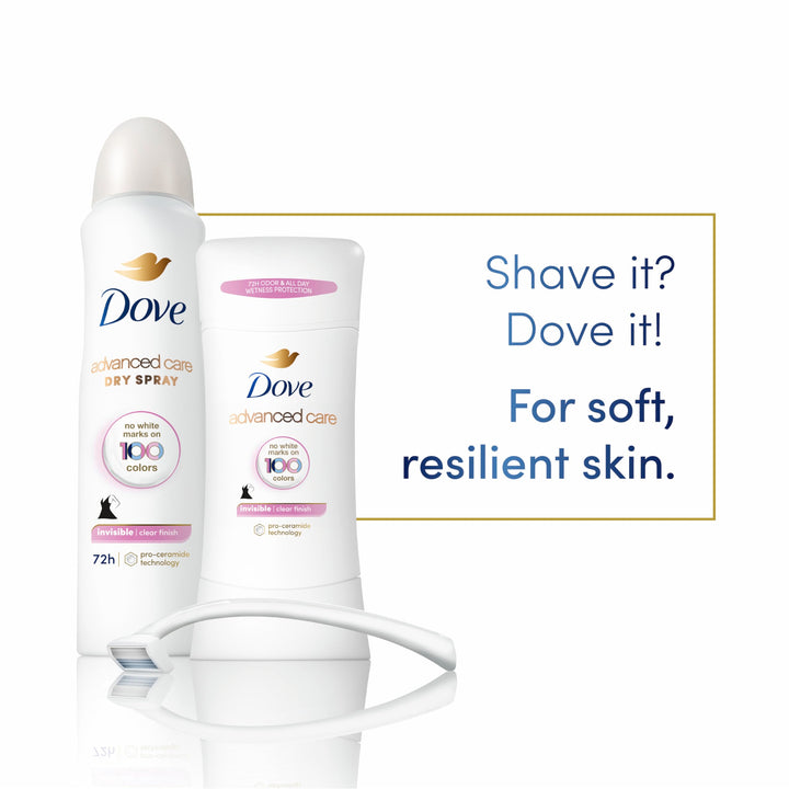 Dove Advanced Care Invisible Antiperspirant Deodorant Stick No White Marks on 100 Colors Clear Finish 48-Hour Sweat and Odor Protecting Deodorant for Women 2.6 oz